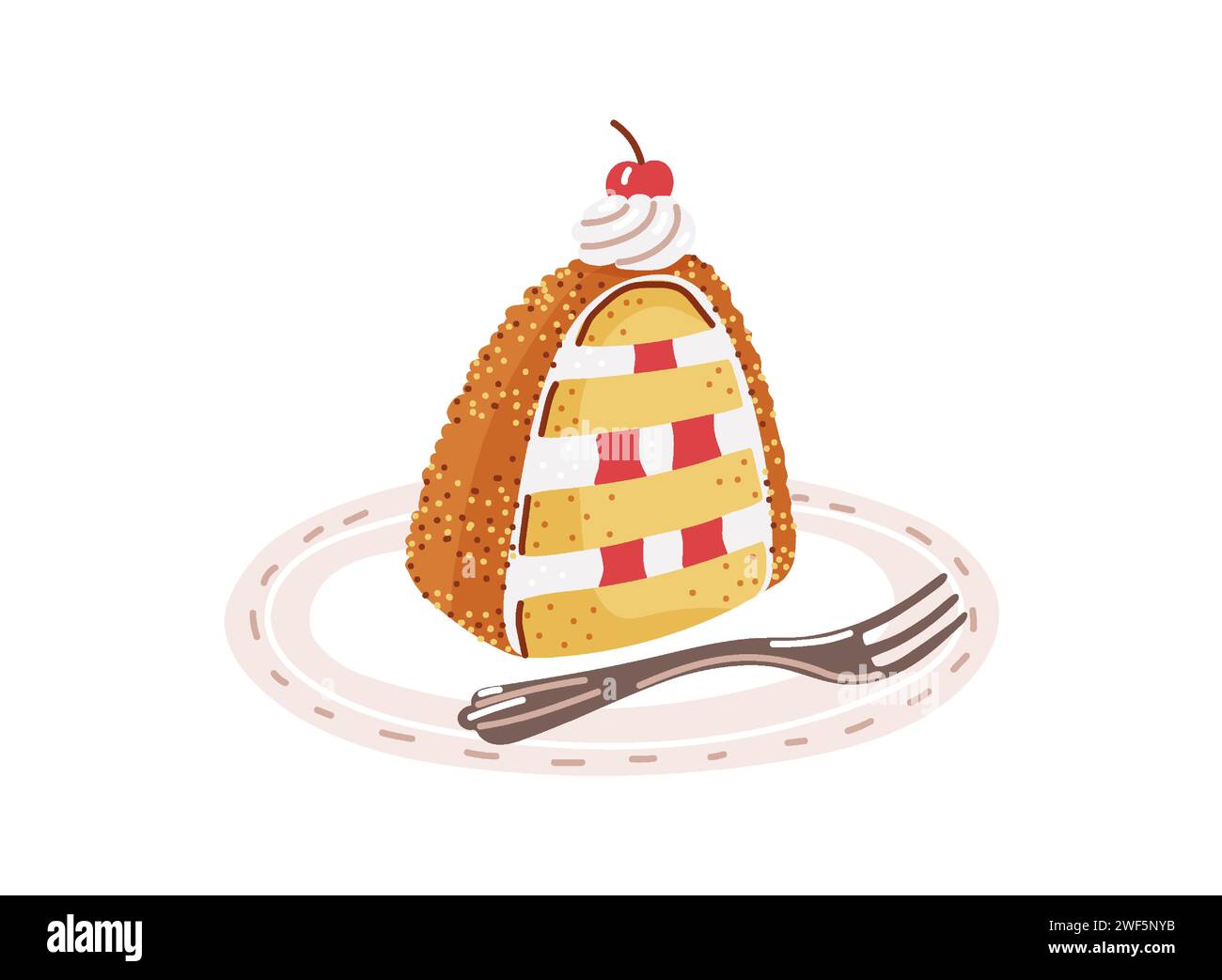 Frankfurter kranz crown sponge cake from germany.Vector illustration ... Frankfurter kranz crown sponge cake from germany.Vector illustration ...