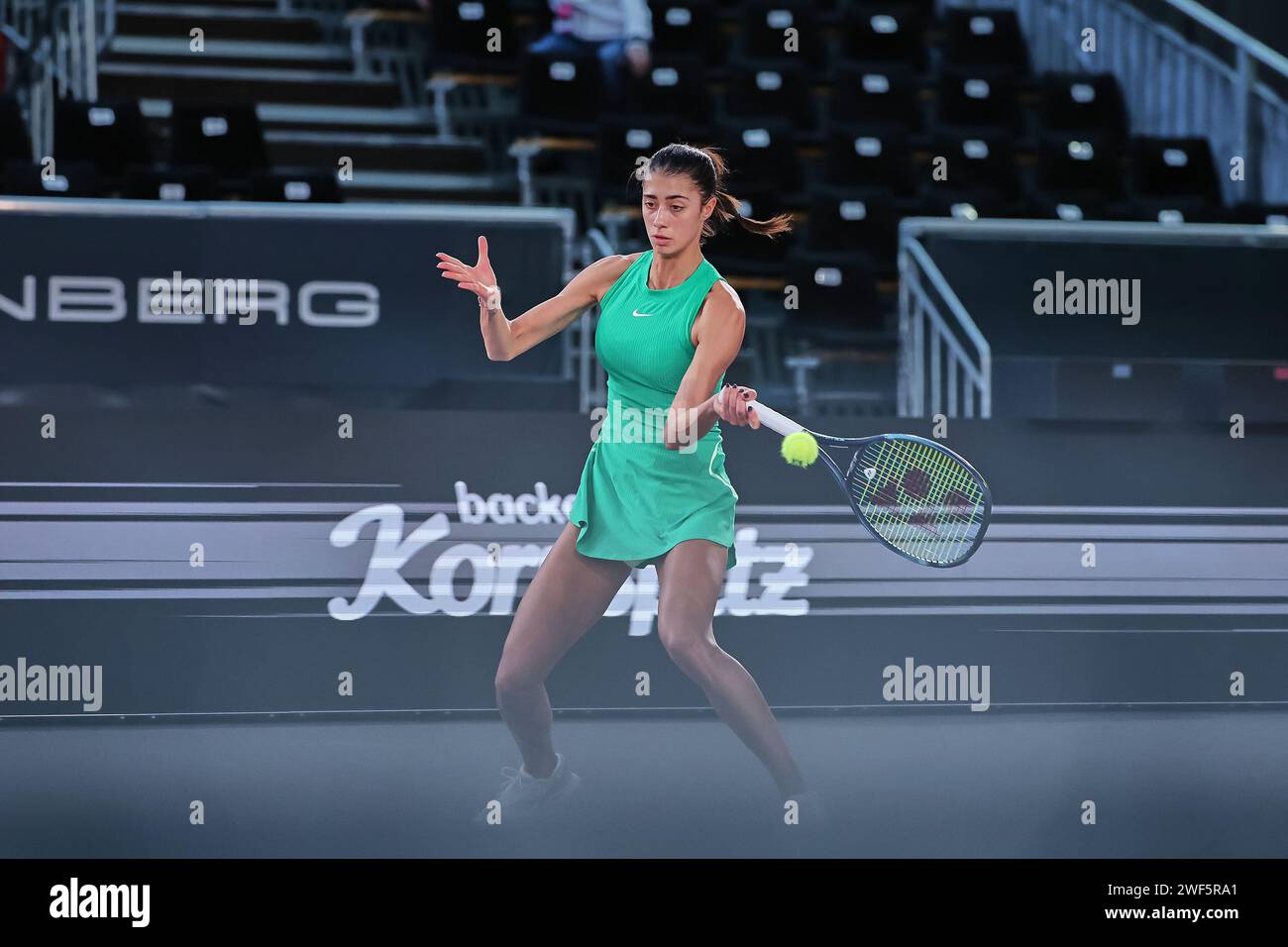 Linz, Upper Austria, Austria. 28th Jan, 2024. Olga Danilovic (SRB) in action during the Upper Austria Ladies Linz - Womens Tennis, WTA500 (Credit Image: © Mathias Schulz/ZUMA Press Wire) EDITORIAL USAGE ONLY! Not for Commercial USAGE! Stock Photo