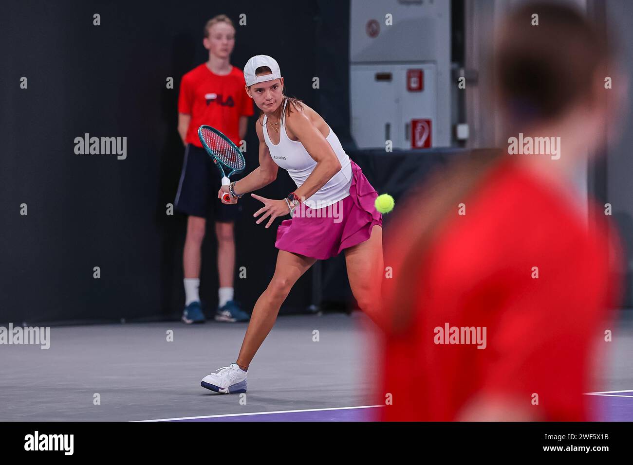 Linz, Upper Austria, Austria. 28th Jan, 2024. Emiliana Arango (COL) in action during the Upper Austria Ladies Linz - Womens Tennis, WTA500 (Credit Image: © Mathias Schulz/ZUMA Press Wire) EDITORIAL USAGE ONLY! Not for Commercial USAGE! Stock Photo