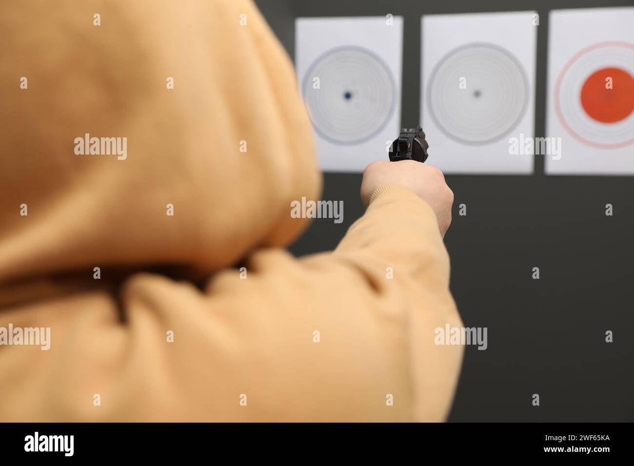 Person aiming revolver shooting range hi-res stock photography and ...
