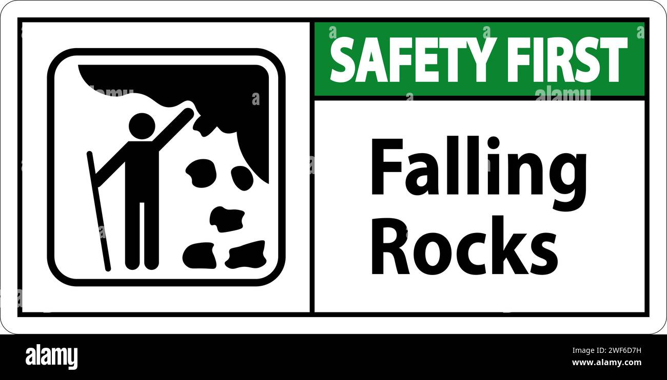 Safety First Sign, Park Sign and Guide Sign, Falling Rocks Stock Vector ...