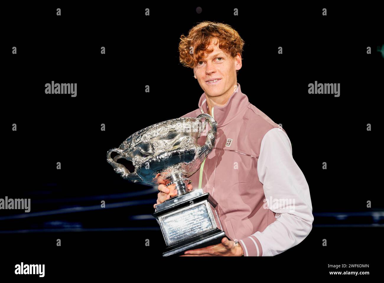 Melbourne, Australia, 29th Jan, 2024. Jannick Sinner from Italy at the 2024 Australian Open Tennis Grand Slam singles final in Melbourne Park. Photo credit: Frank Molter/Alamy Live news Stock Photo