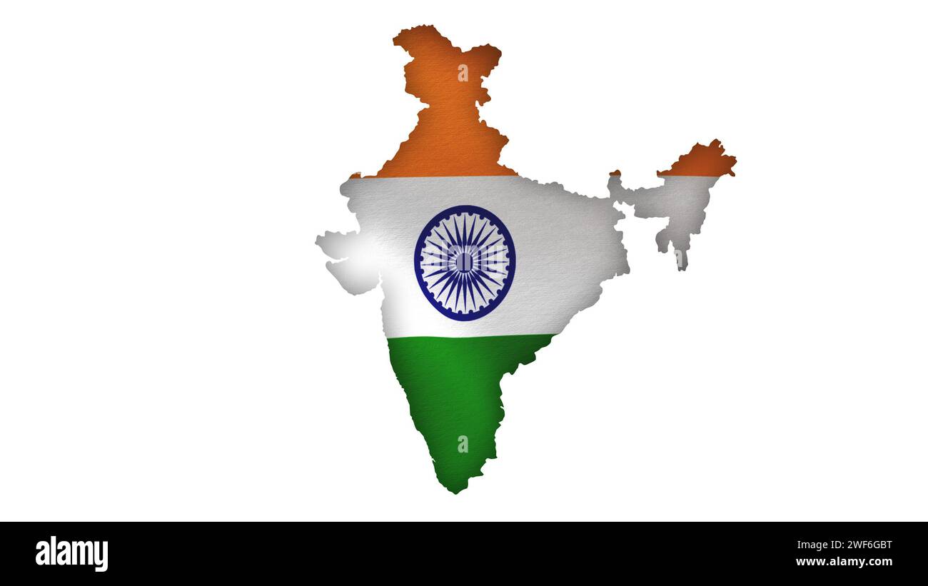 Indian Flag with India Map Stock Photo