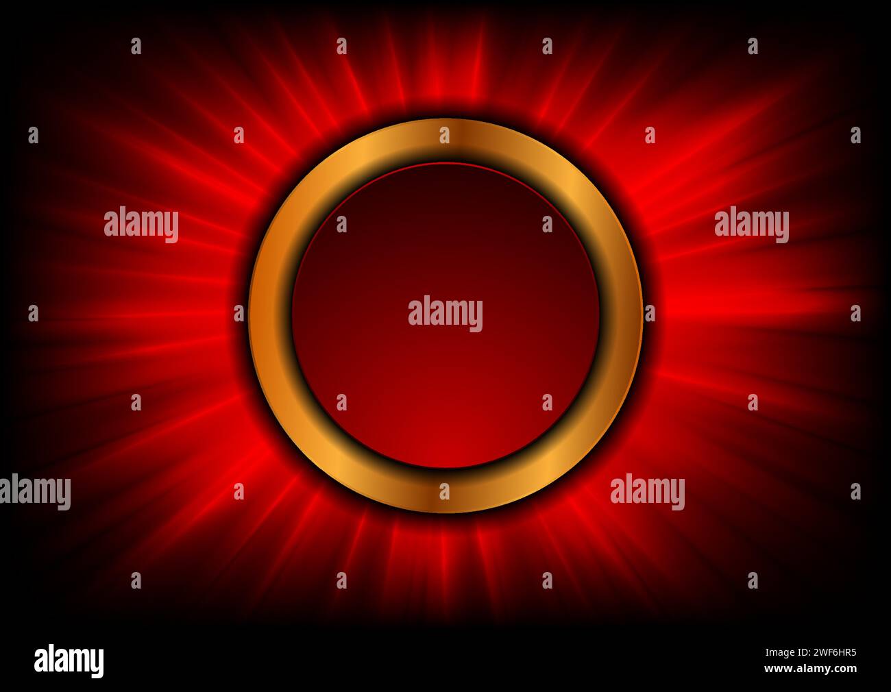 Red Background With Gold Rays Golden and red circles with glowing rays abstract background. Vector ...