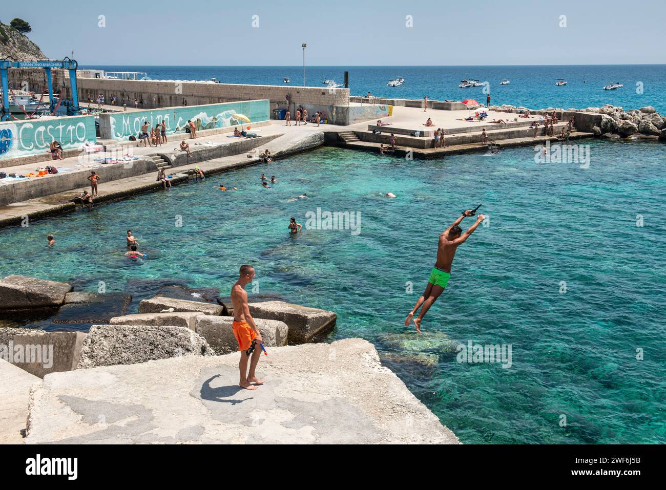 The port of Castro Marina, Salento, Puglia, Italy Stock Photo