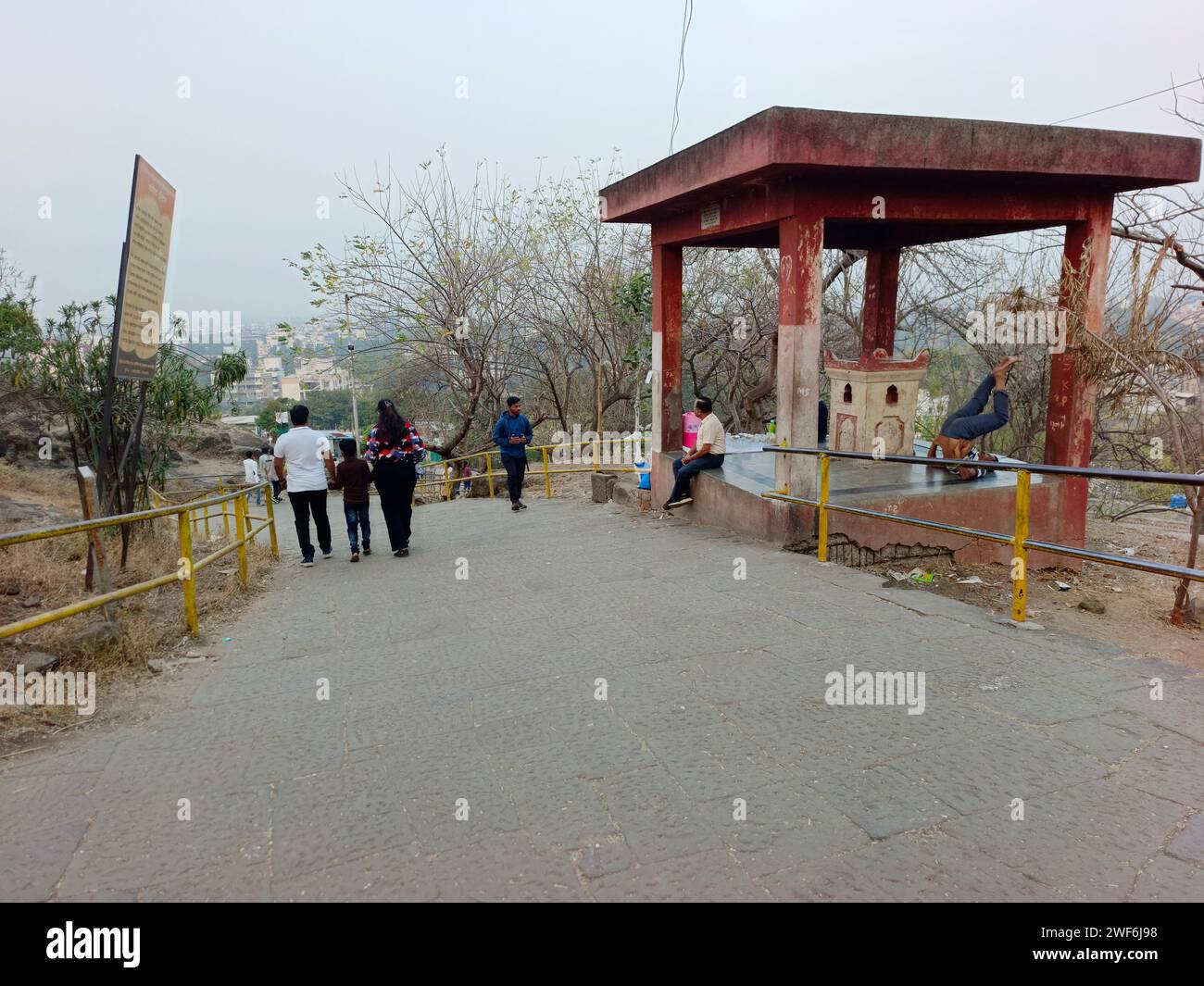 Jan 27 2024, Pune, India - Parvati Temple Pathway, one of the most scenic locations in Pune. The temple is the oldest heritage structure in Pune and w Stock Photo