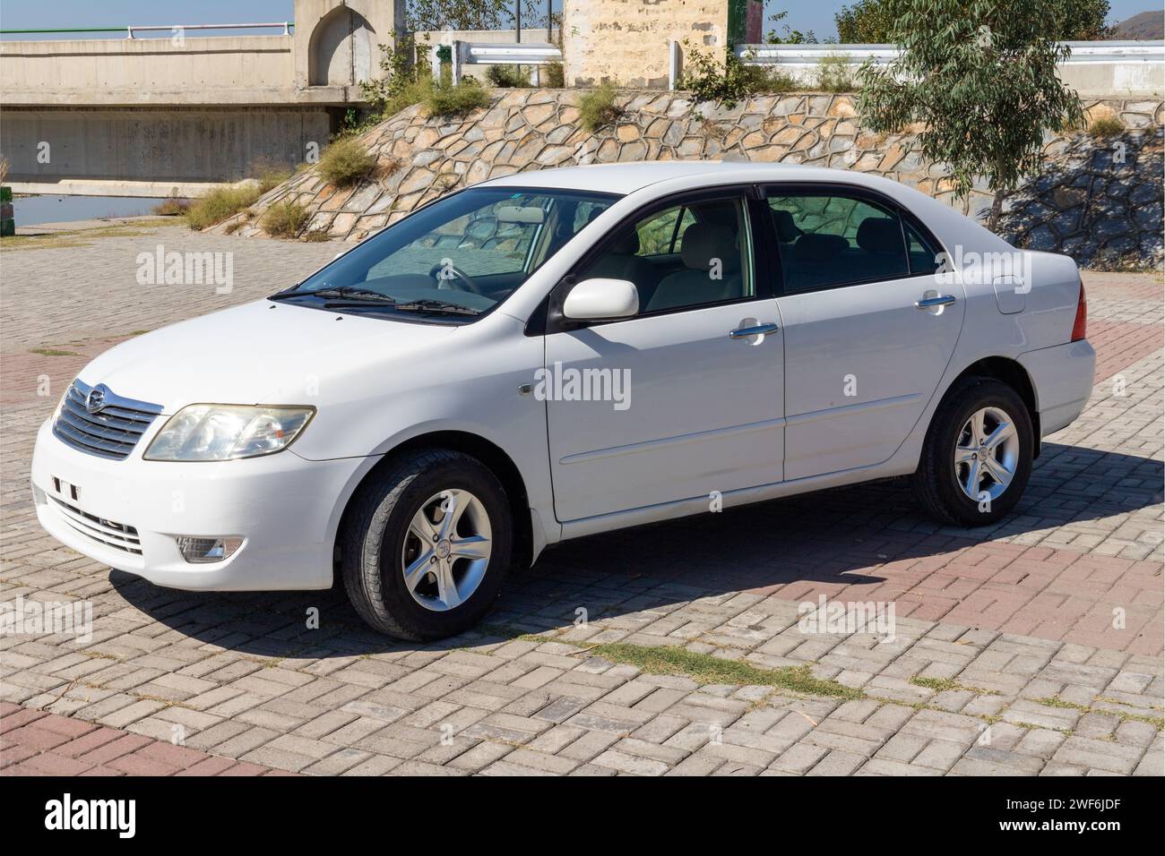 Toyota corolla 2006 model car closeup: Swat, Pakistan - 10 October 2023. Stock Photo