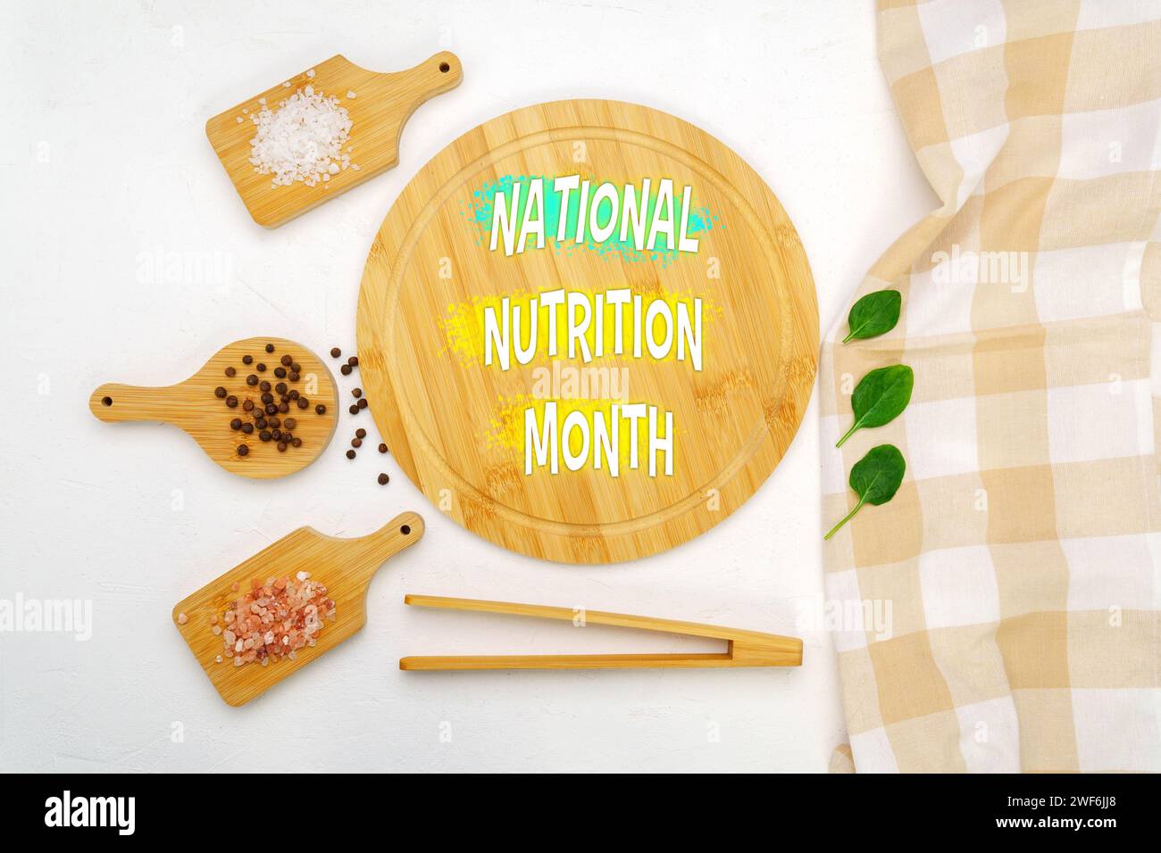 Celebrating National Nutrition Month in the USA With a Creative Culinary Display Stock Photo