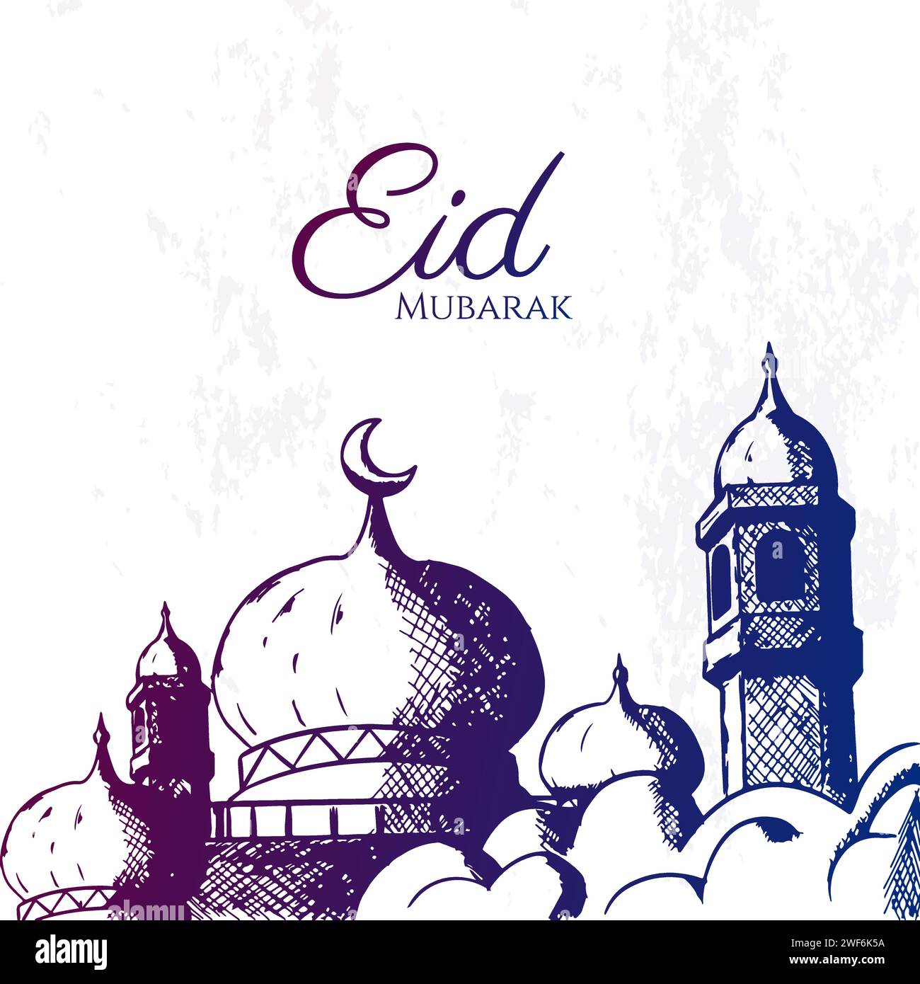 hand drawn sketch of mosque with grunge background. great for eid mubarak celebration, ramadan kareem, muharram, etc. Stock Vector