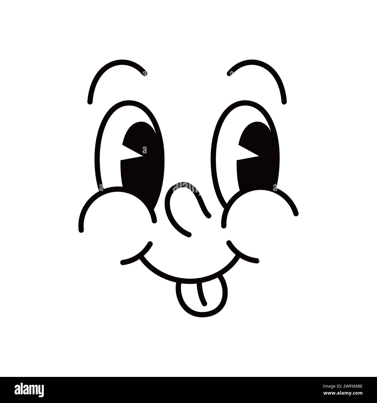 Cartoon funny comic groovy face emotion and retro cute emoji character ...