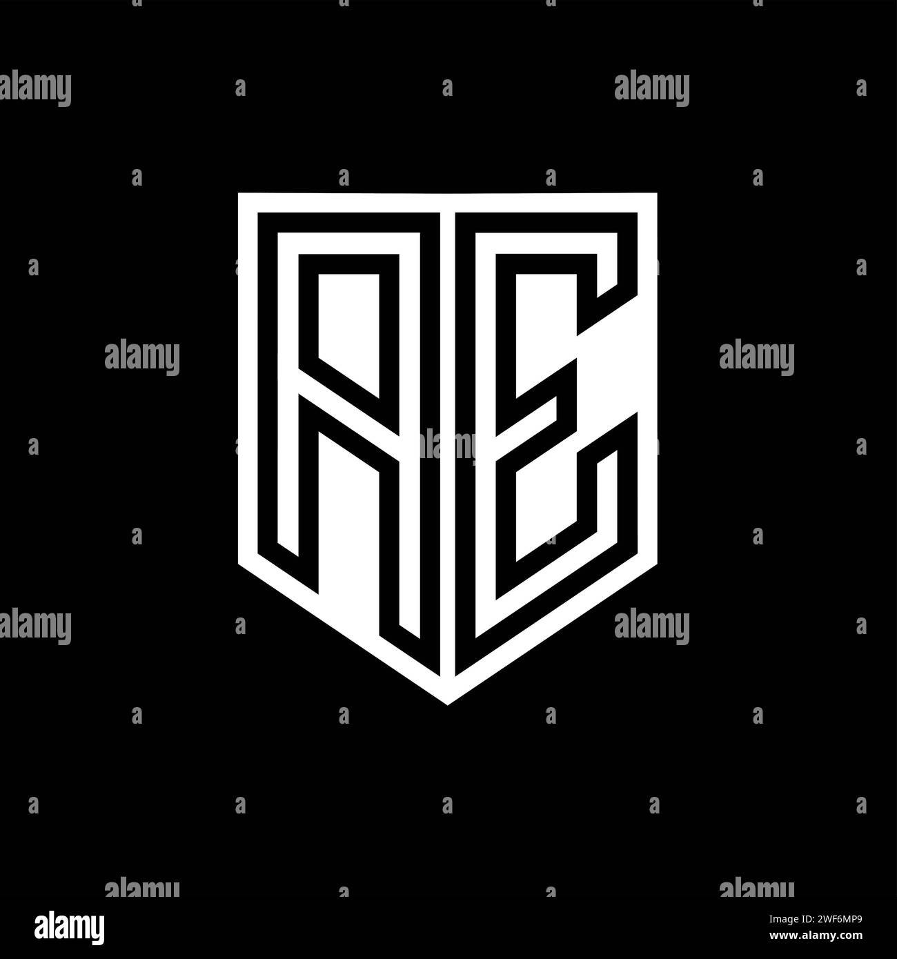 AE Letter Logo monogram shield geometric line inside shield style ...