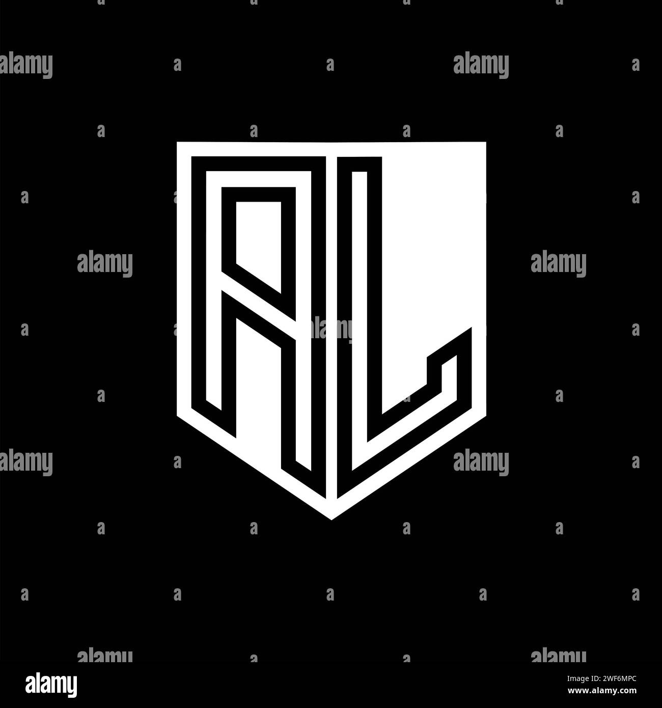 AL Letter Logo monogram shield geometric line inside shield style design template Stock Photo