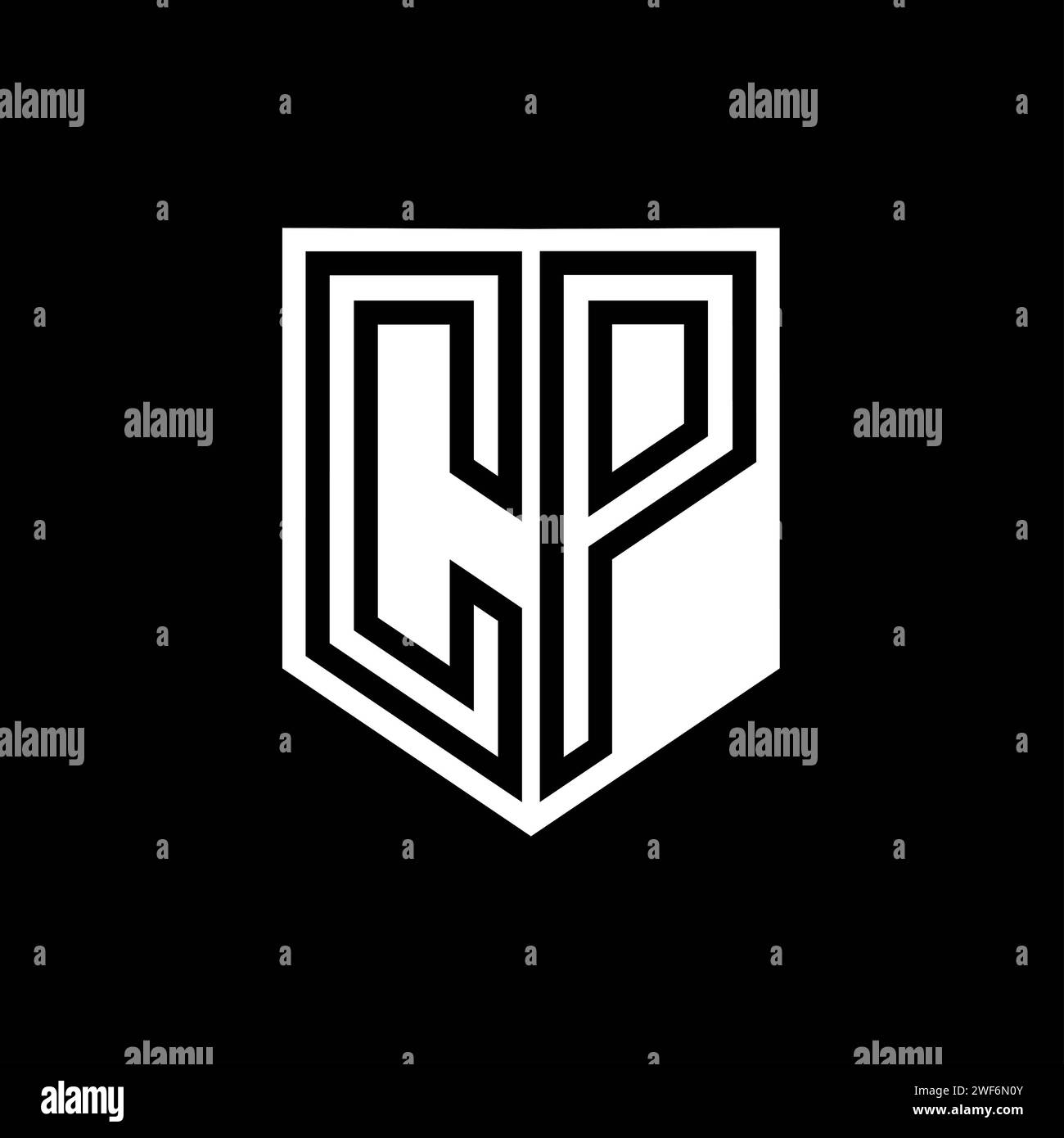 CP Letter Logo monogram shield geometric line inside shield style ...