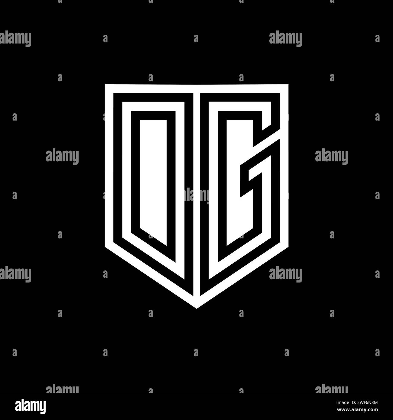 DG Letter Logo monogram shield geometric line inside shield style ...