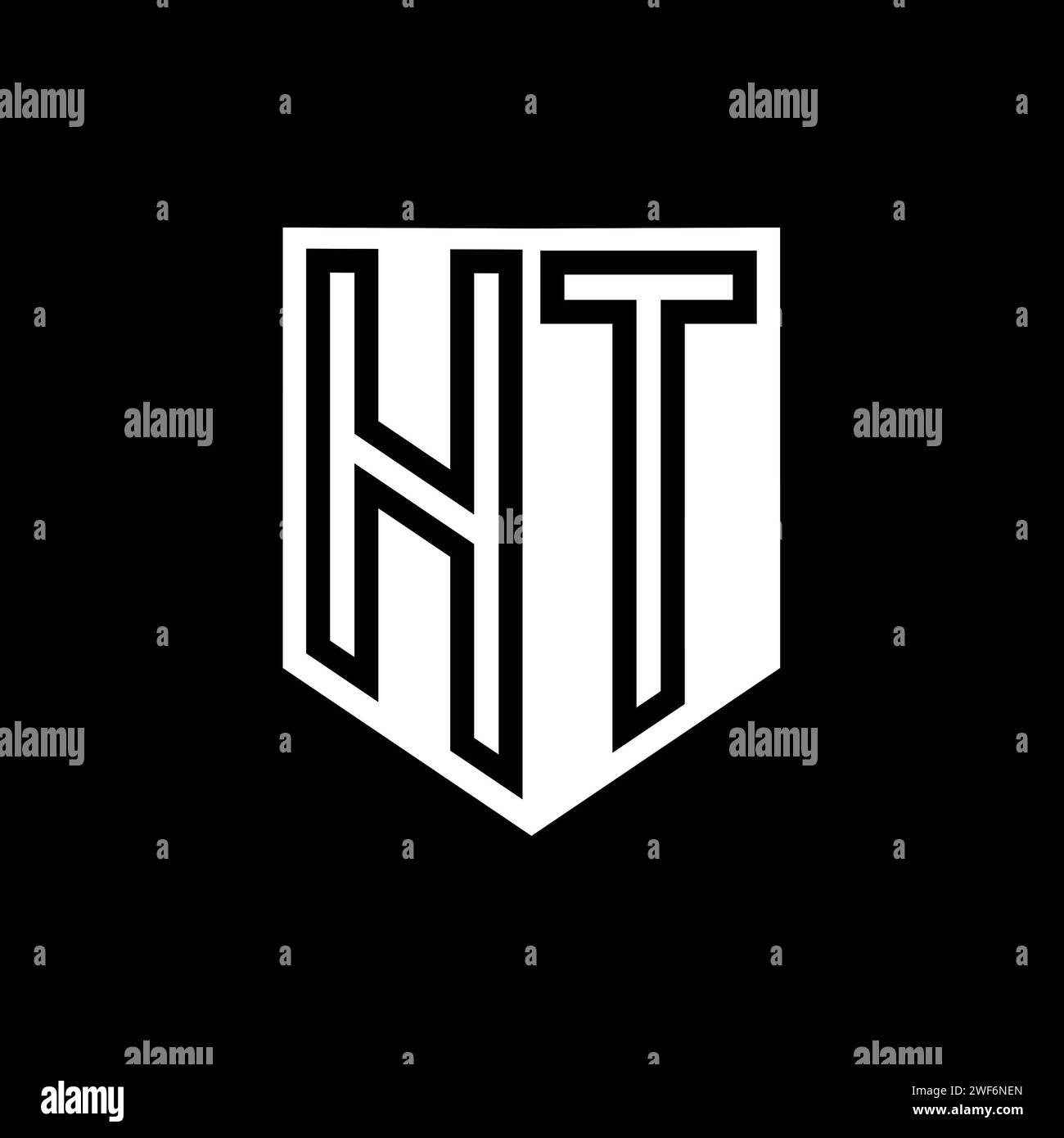 HT Letter Logo monogram shield geometric line inside shield style ...