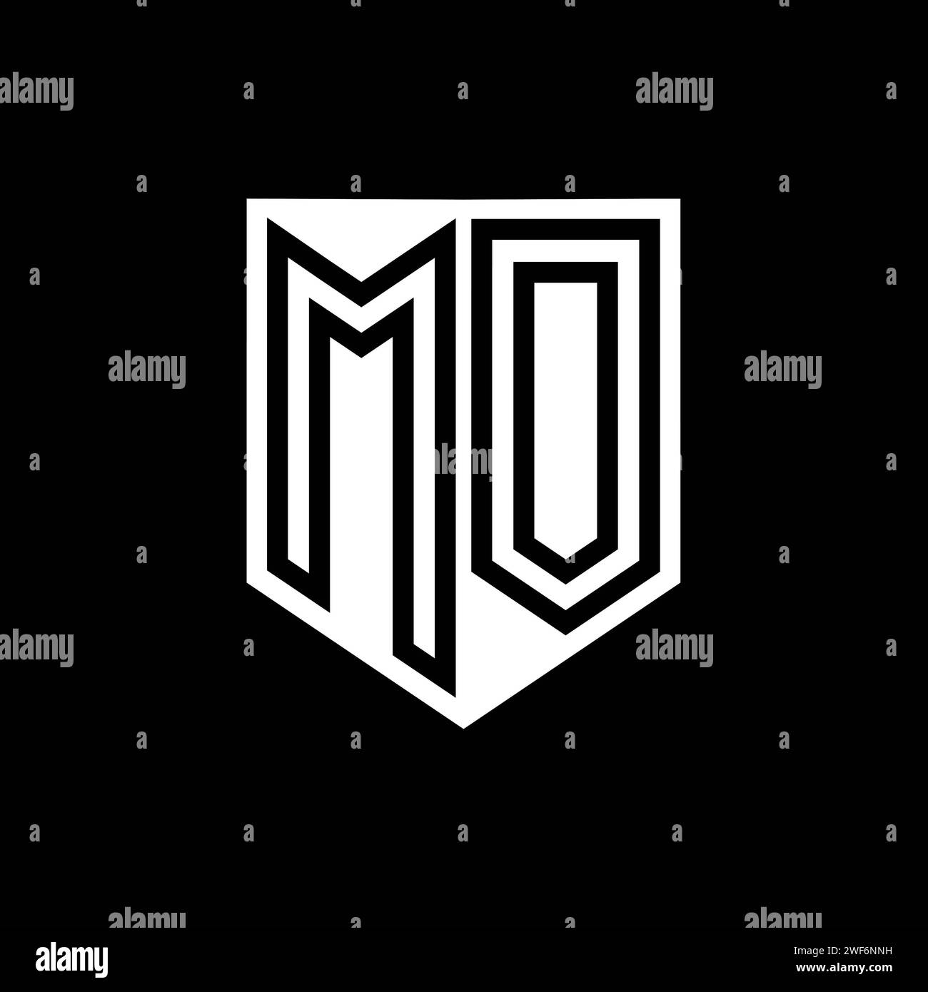 MO Letter Logo monogram shield geometric line inside shield style ...