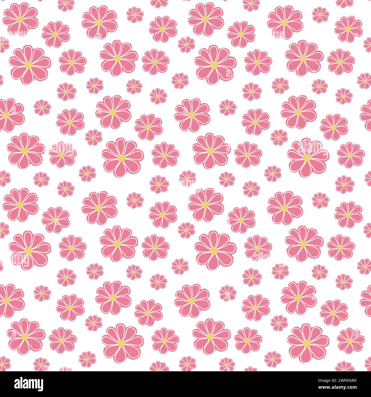 Blooming spring seamless pattern vector illustration. Cute pink flowers ...