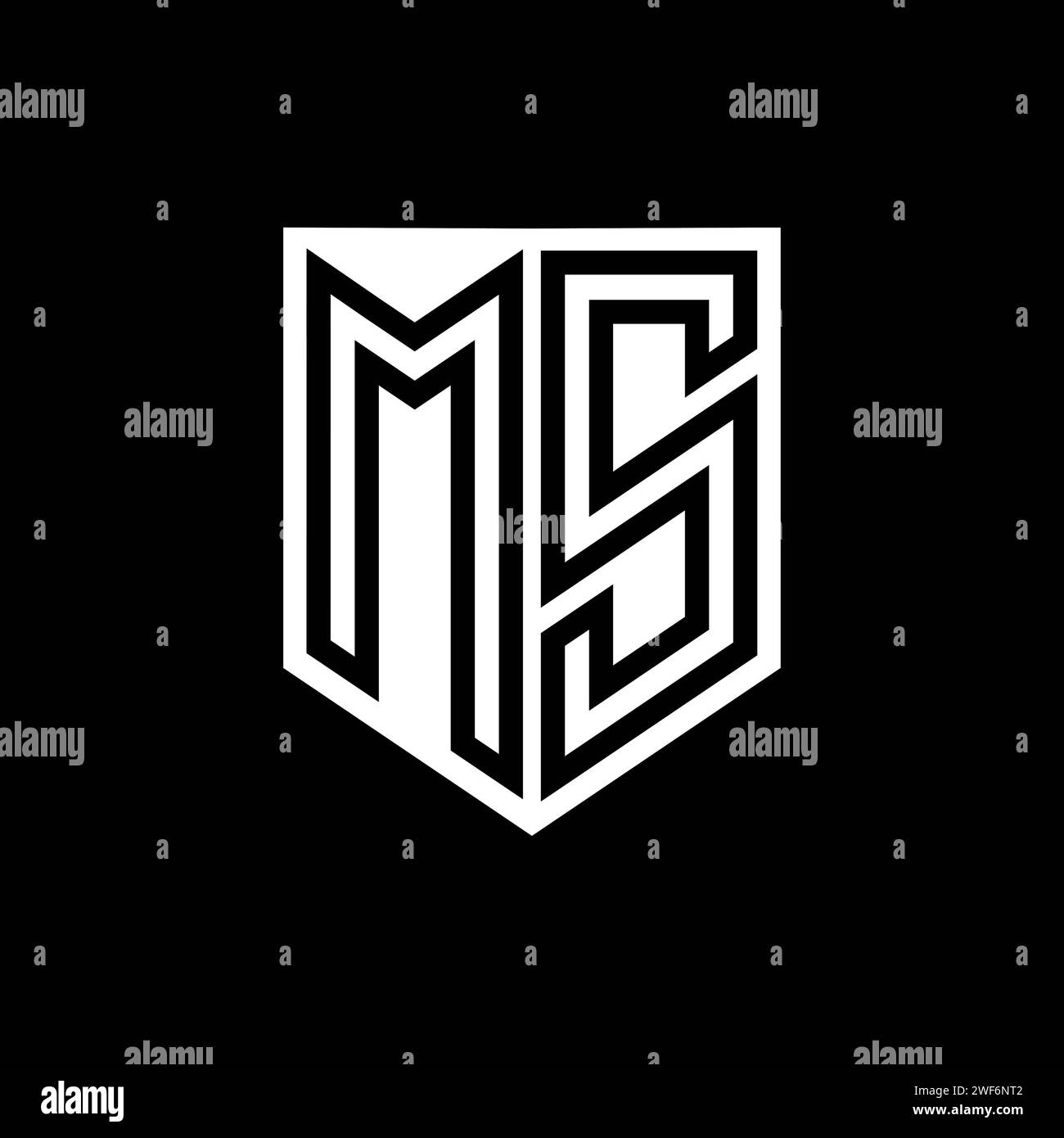 MS Letter Logo monogram shield geometric line inside shield style design template Stock Photo