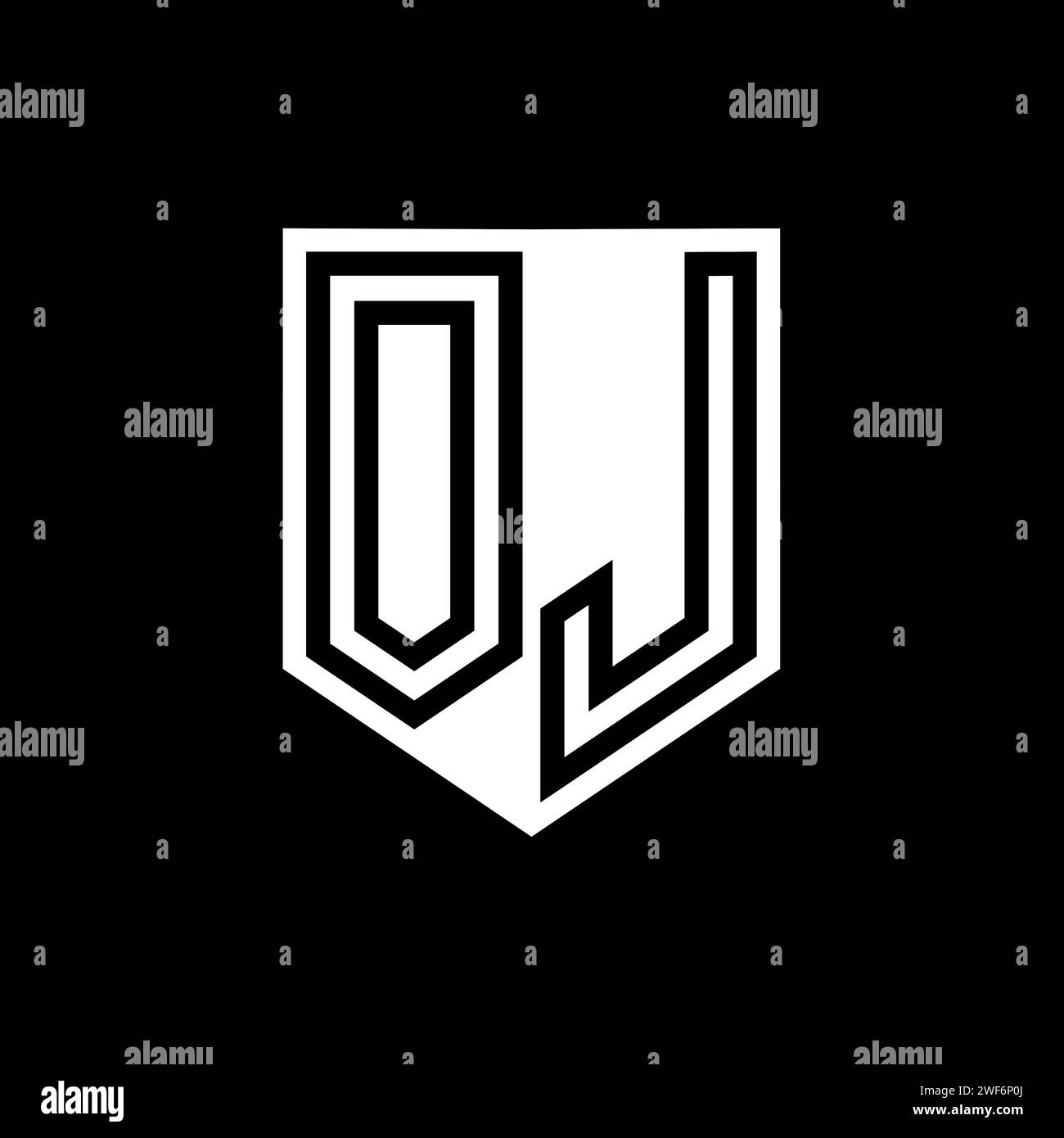 OJ Letter Logo monogram shield geometric line inside shield style ...