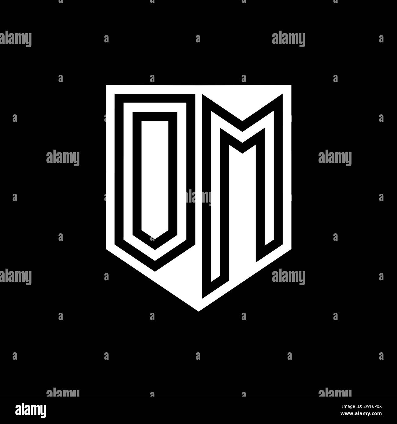 OM Letter Logo monogram shield geometric line inside shield style ...