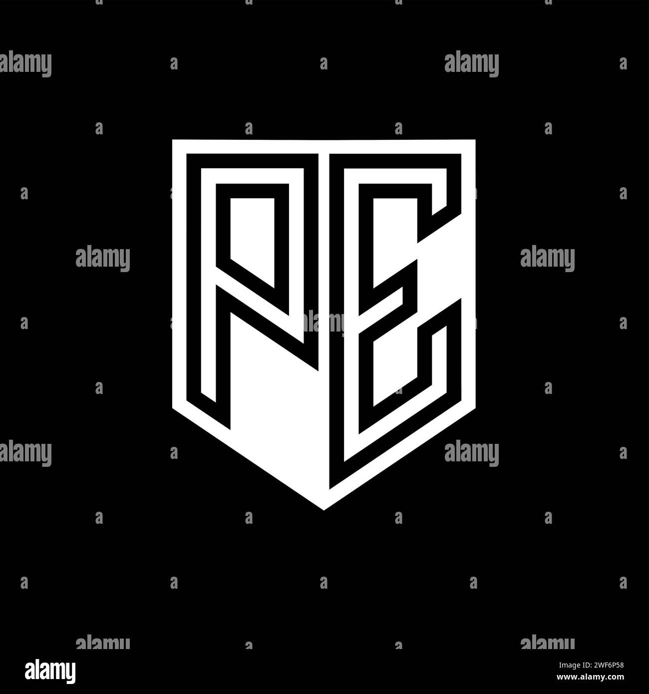 PE Letter Logo monogram shield geometric line inside shield style ...