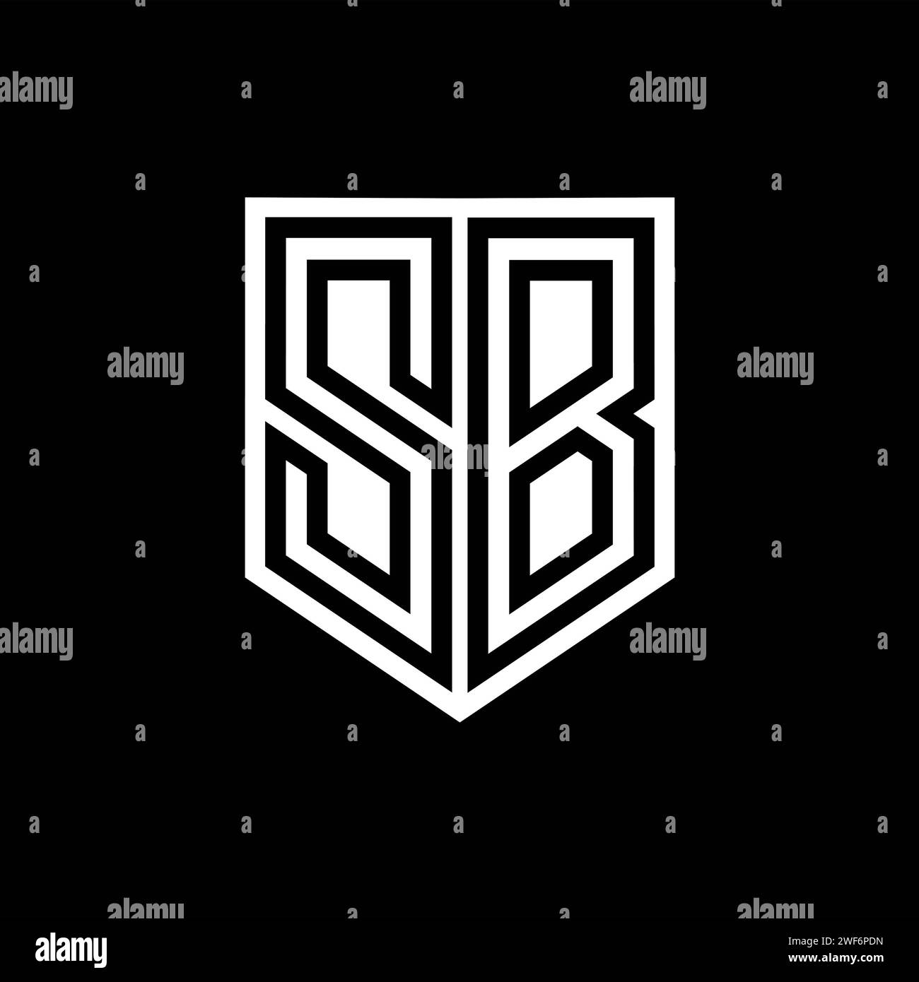 SB Letter Logo monogram shield geometric line inside shield style ...