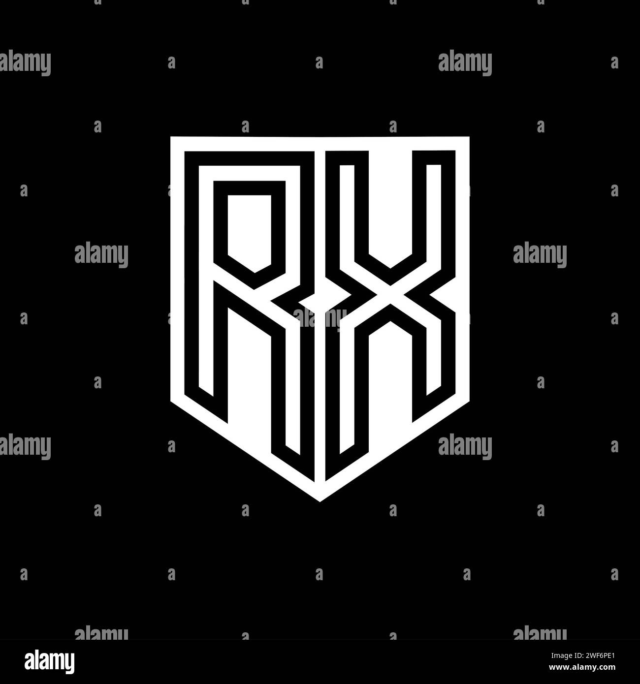 RX Letter Logo monogram shield geometric line inside shield style ...