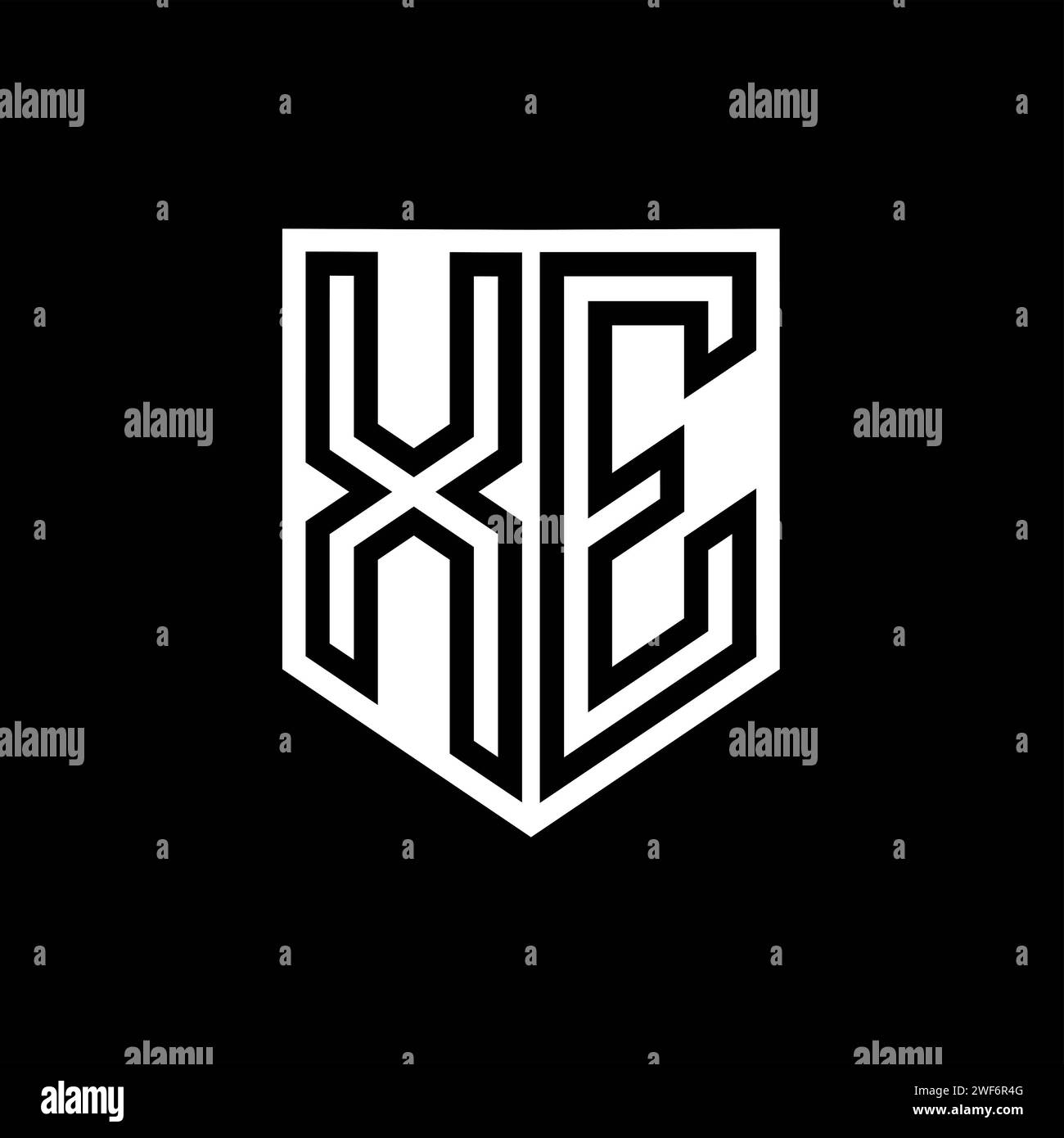 XE Letter Logo monogram shield geometric line inside shield style ...