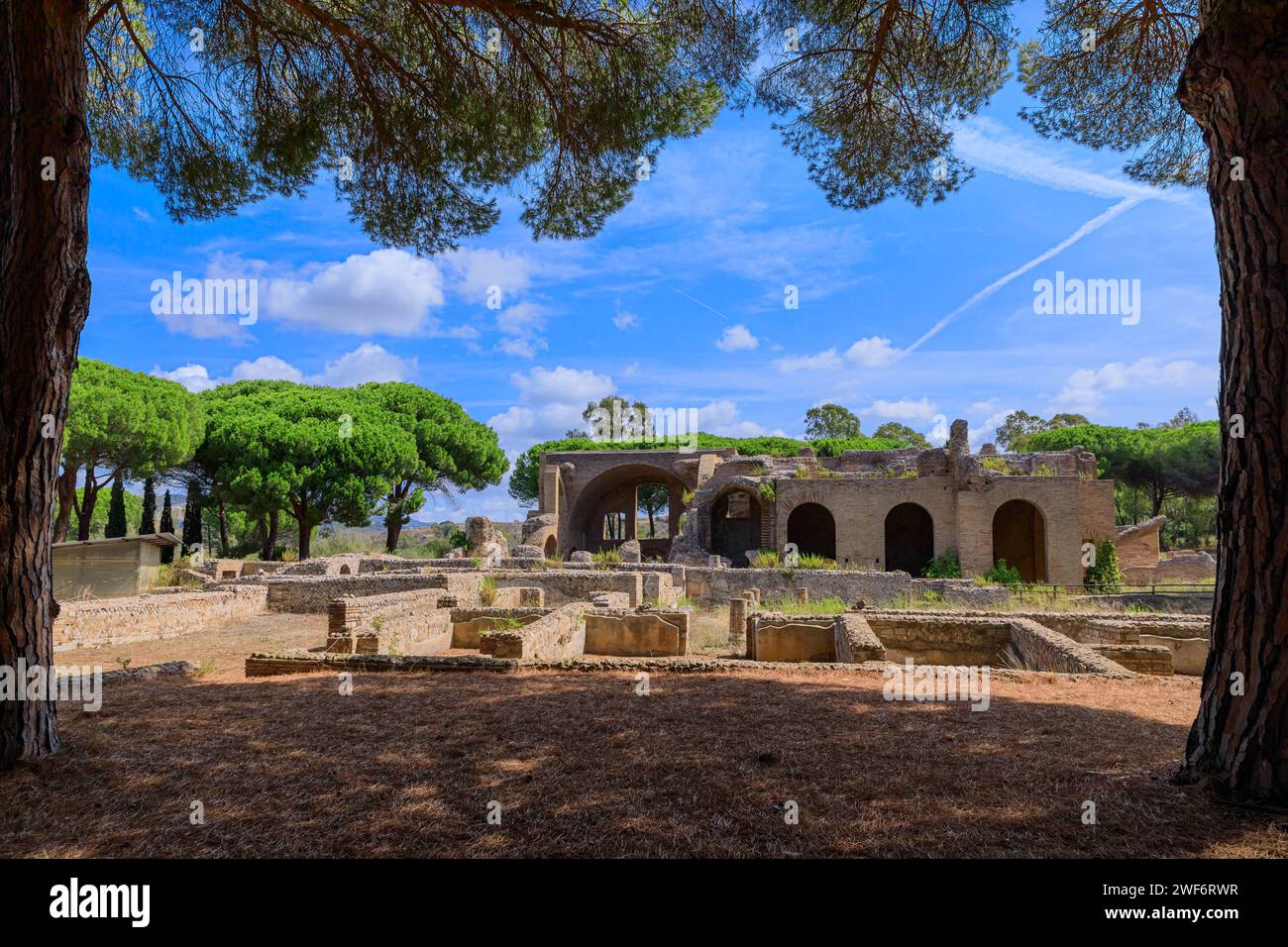 View of Taurine Baths near Civitavecchia in Italy. They are also known as the Baths of Trajan. Stock Photo