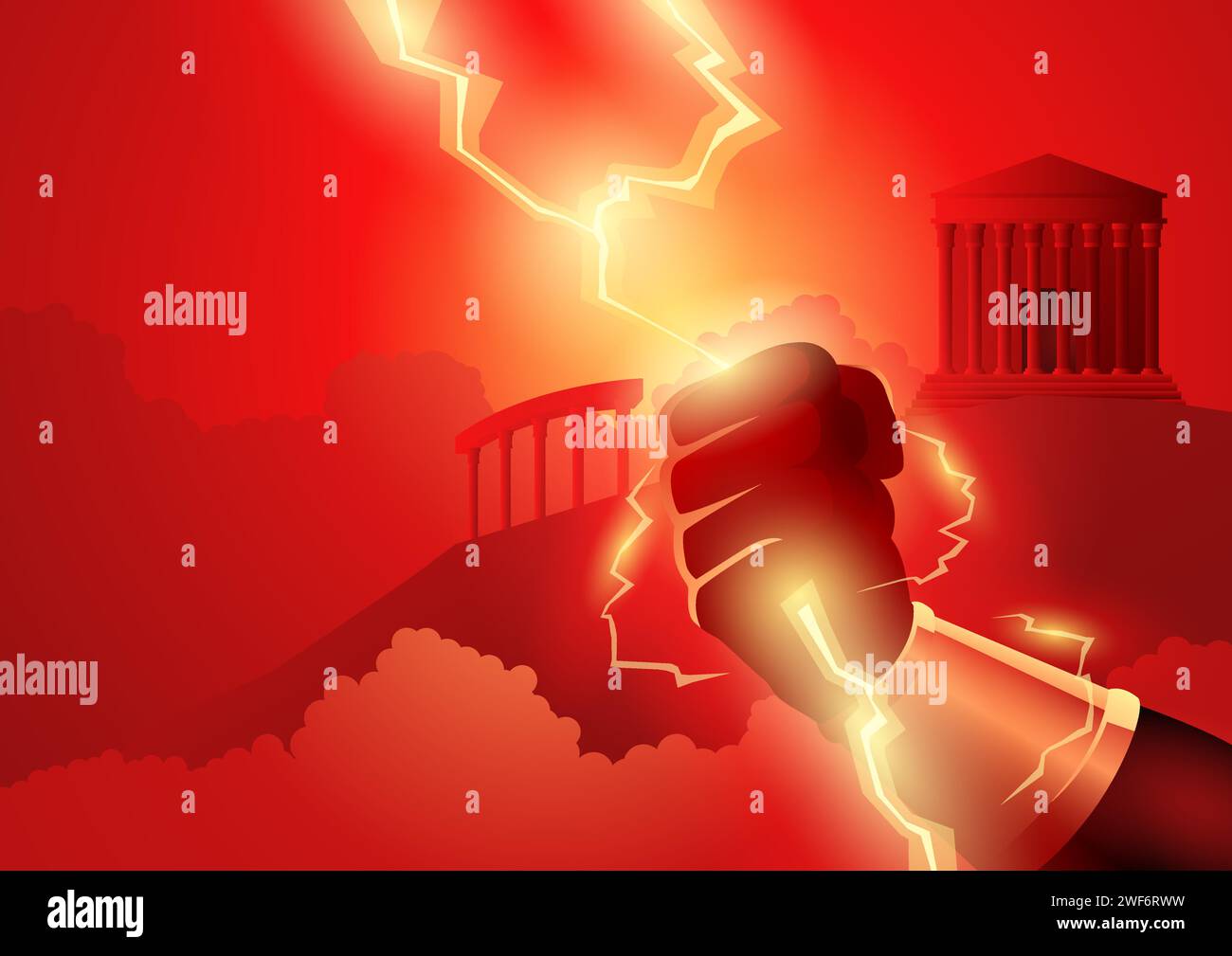 Greek god and goddess vector illustration series, Zeus hand holding