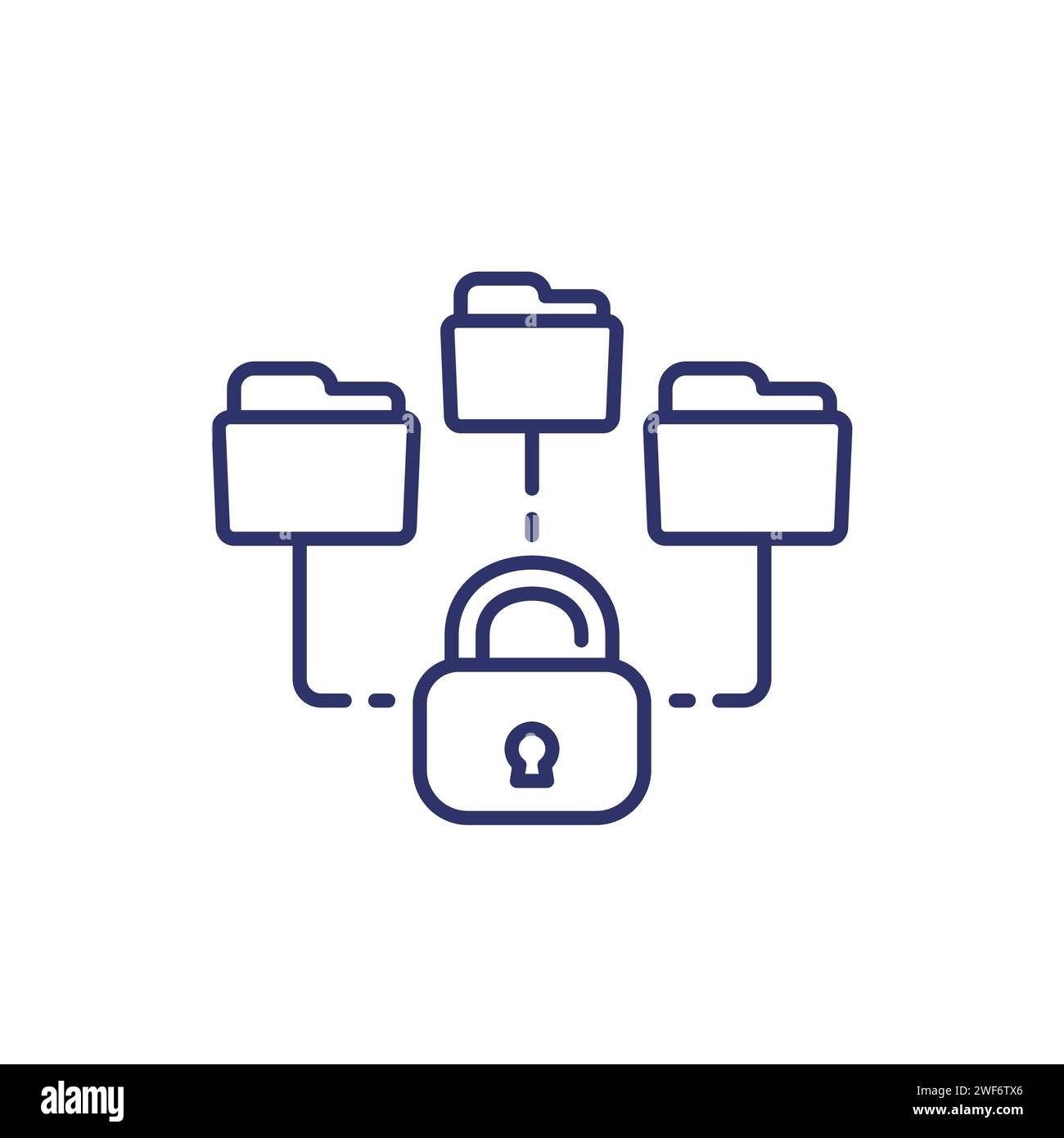 locked folders line icon on white Stock Vector