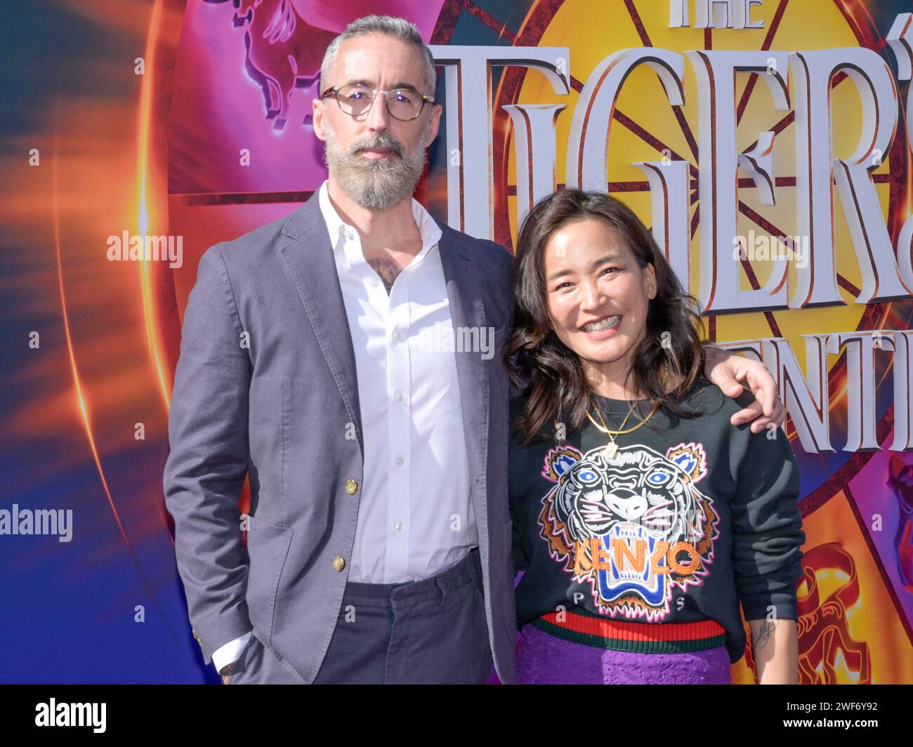 January 27, 2024, Hollywood, California, United States: Paul Watling and Seonna Hong attend the Global Premiere Of Paramount+'s ''The Tiger's Apprentice' (Credit Image: © Billy Bennight/ZUMA Press Wire) EDITORIAL USAGE ONLY! Not for Commercial USAGE! Stock Photo