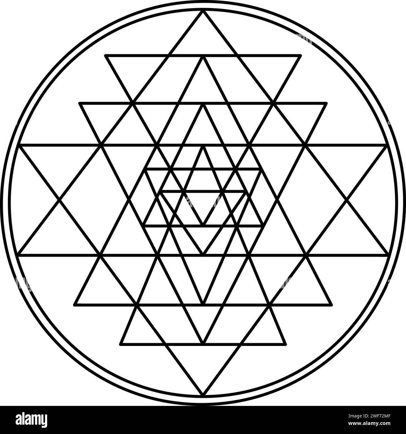 Sri yantra symbol isolated on white background. Sacred geometry symbol concept. Stock Photo