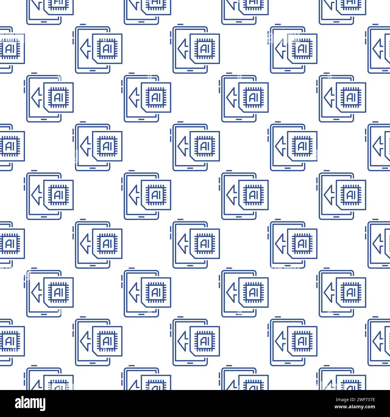 Tablet with Artificial Intelligence vector AI concept Seamless Pattern in outline style Stock Vector