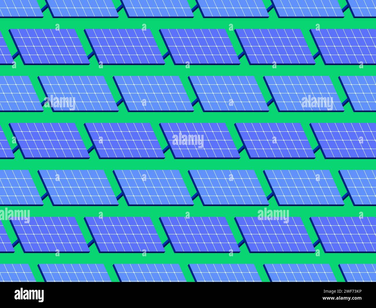 Solar panel seamless pattern. Field of solar panels. Renewable energy