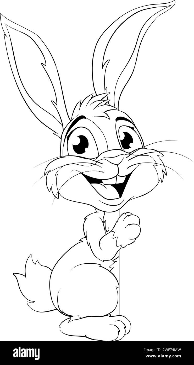 Easter Bunny Rabbit Peeking Around Sign Cartoon Stock Vector Image ...