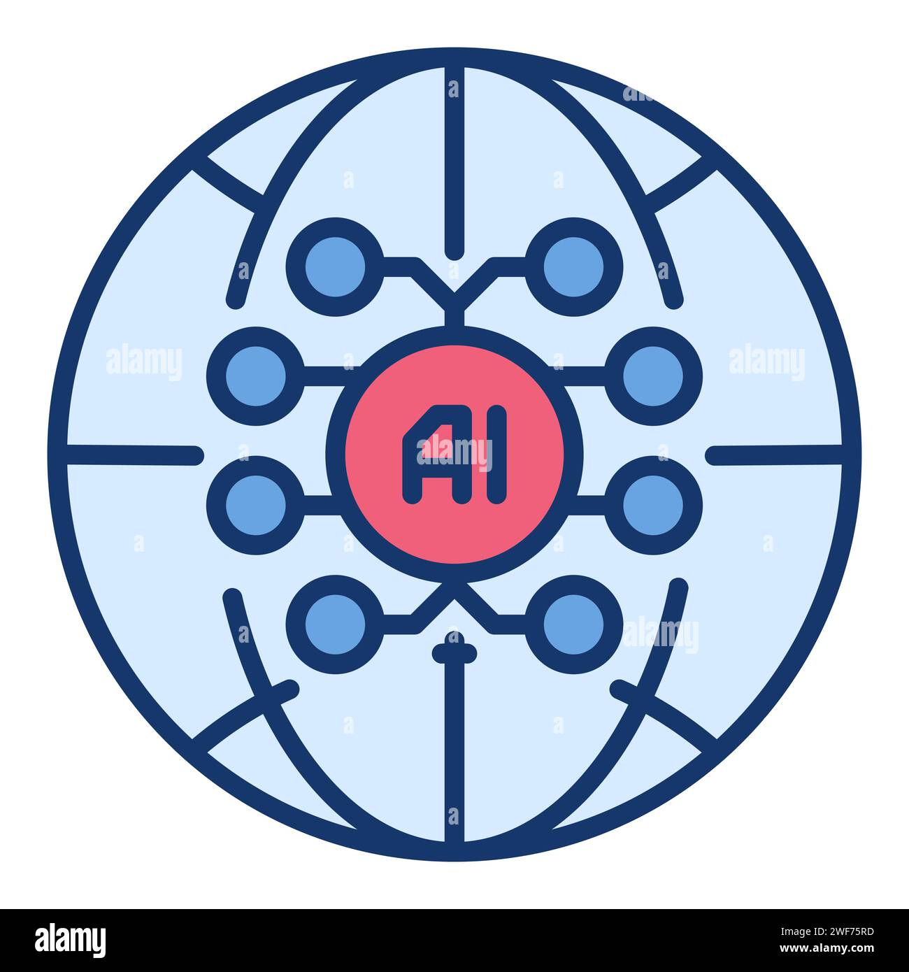 Earth Globe with AI Brain vector Artificial Intelligence concept ...