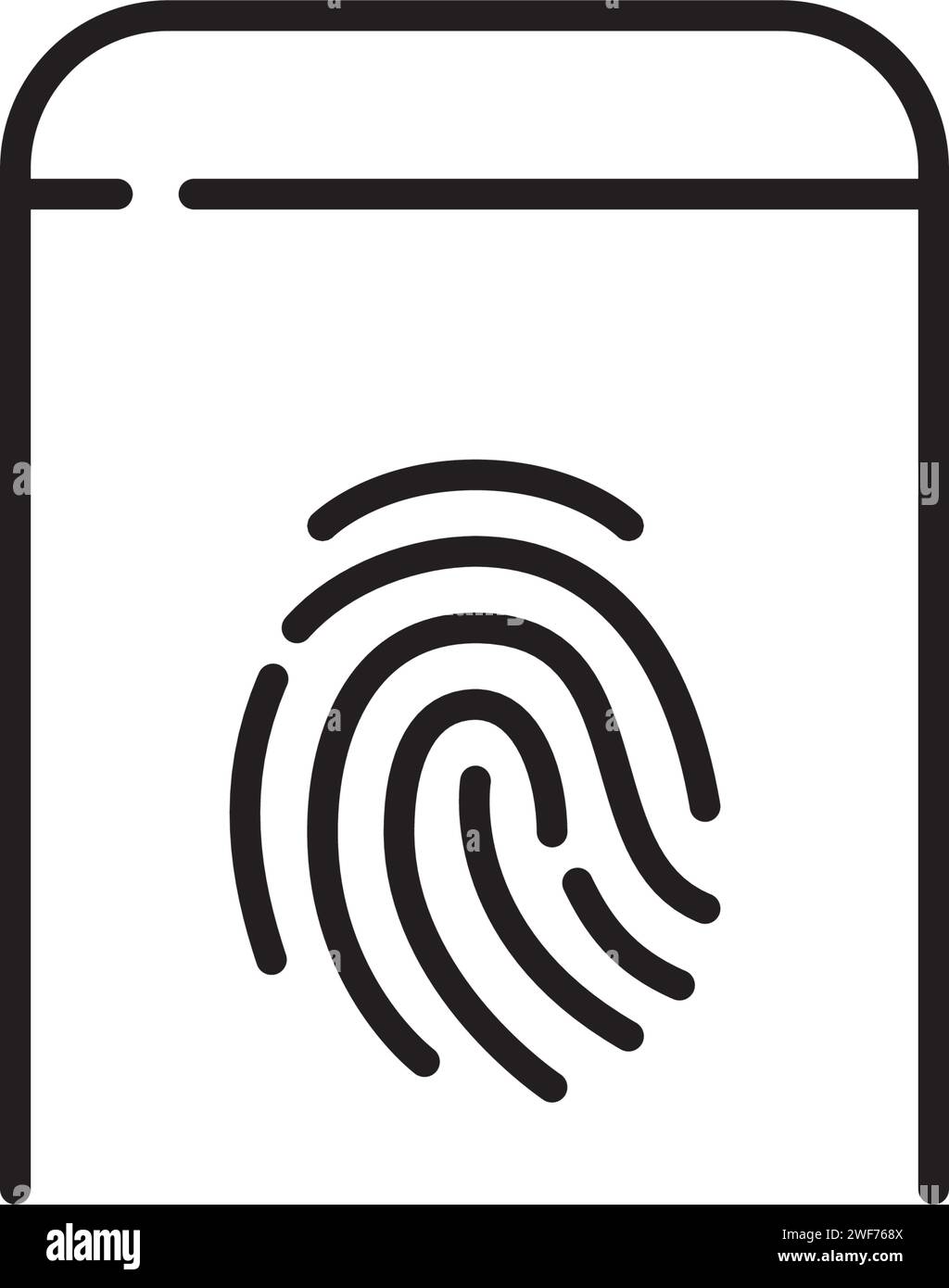 Fingerprint recognition smartphone account access. Pixel perfect icon Stock Vector