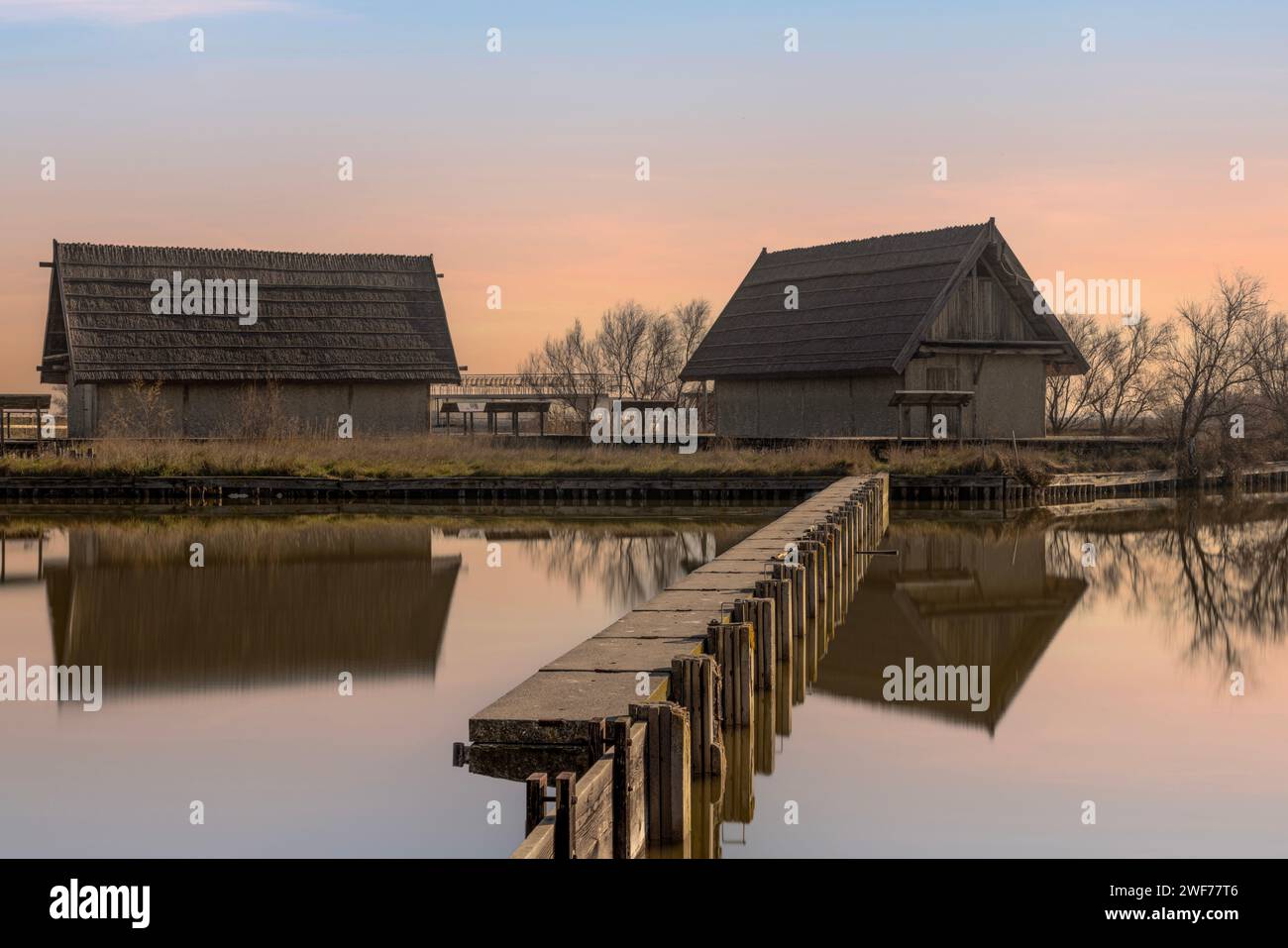 La Foce in the Comacchio Valleys, a wetland in the Po Delta, Ferrara, Emilia-Romagna, Italy. Stock Photo