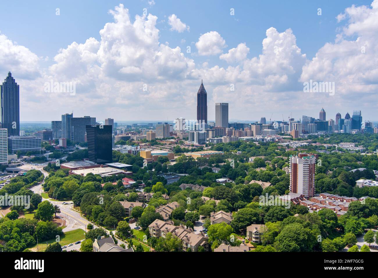 The Atlanta, Georgia skyline from above the Jackson St Bridge Stock Photo