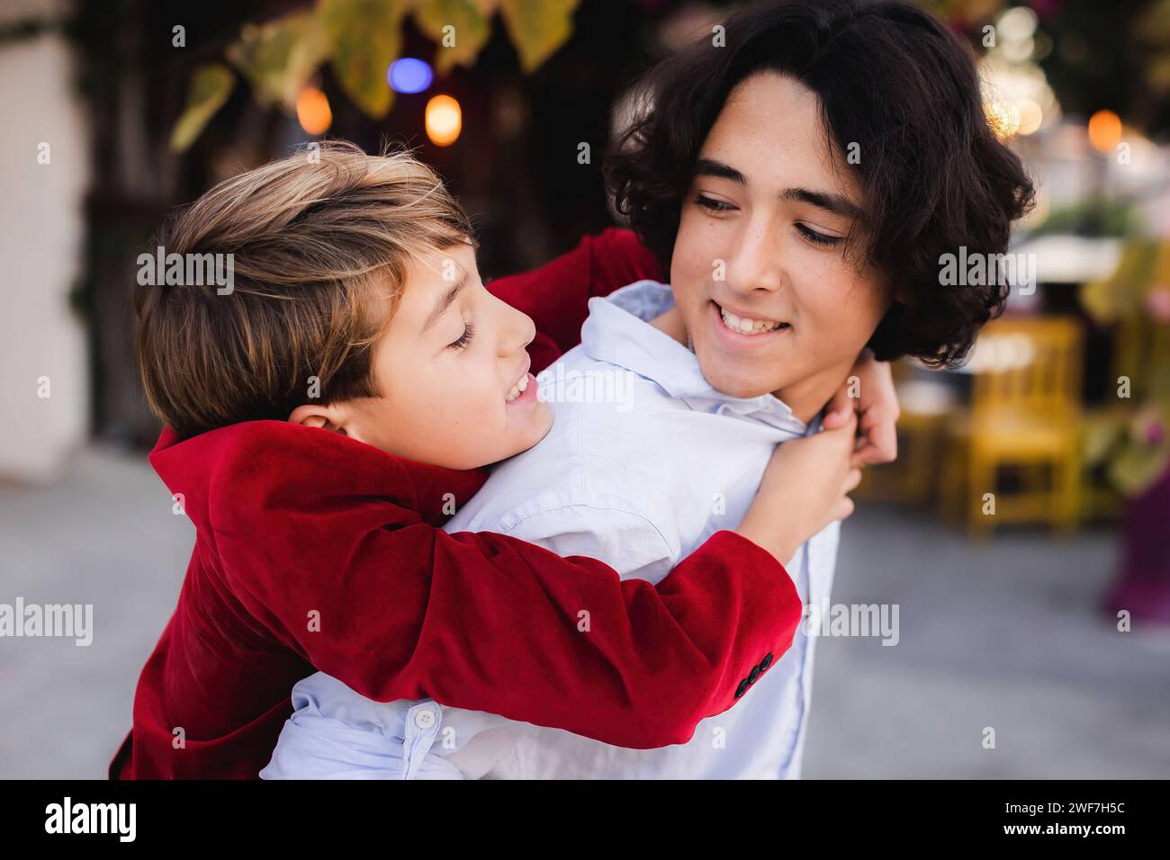 Two brothers showing love for each other Stock Photo Alamy