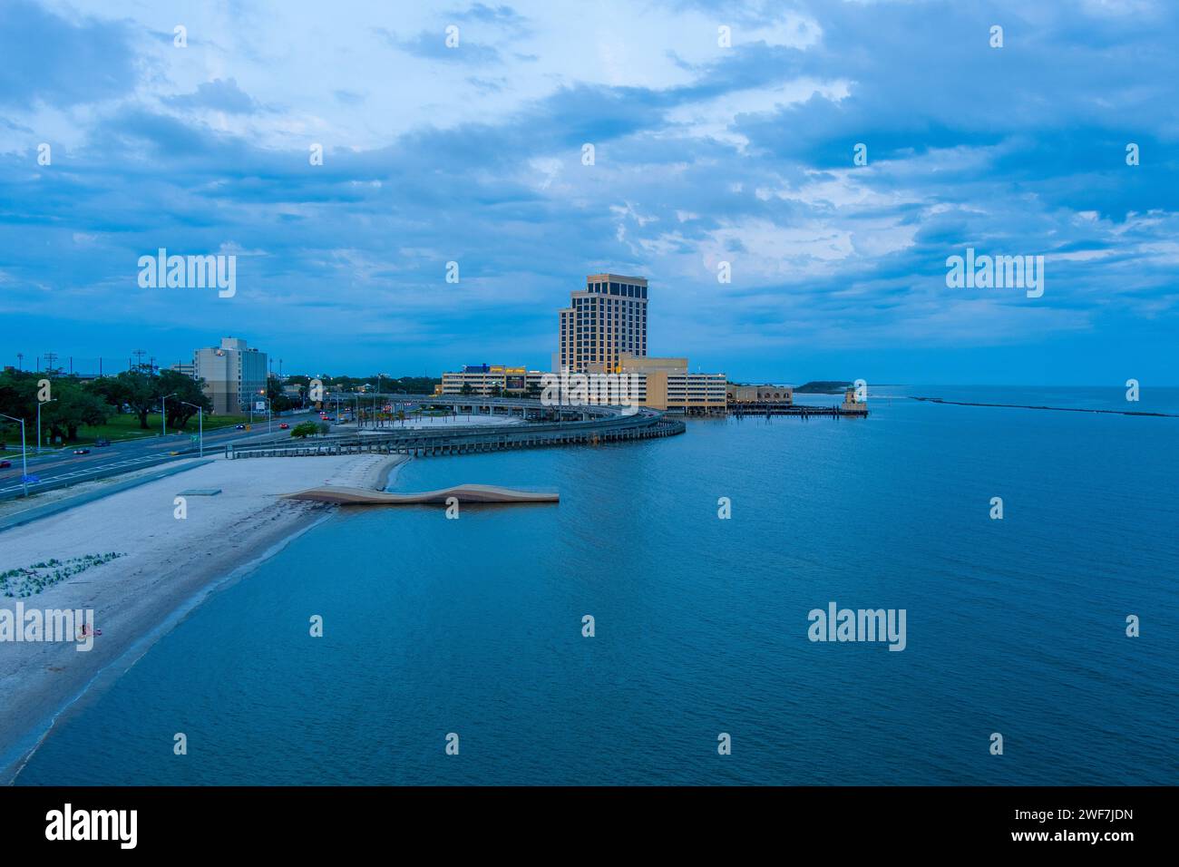 Biloxi, Mississippi waterfront at twilight Stock Photo Alamy