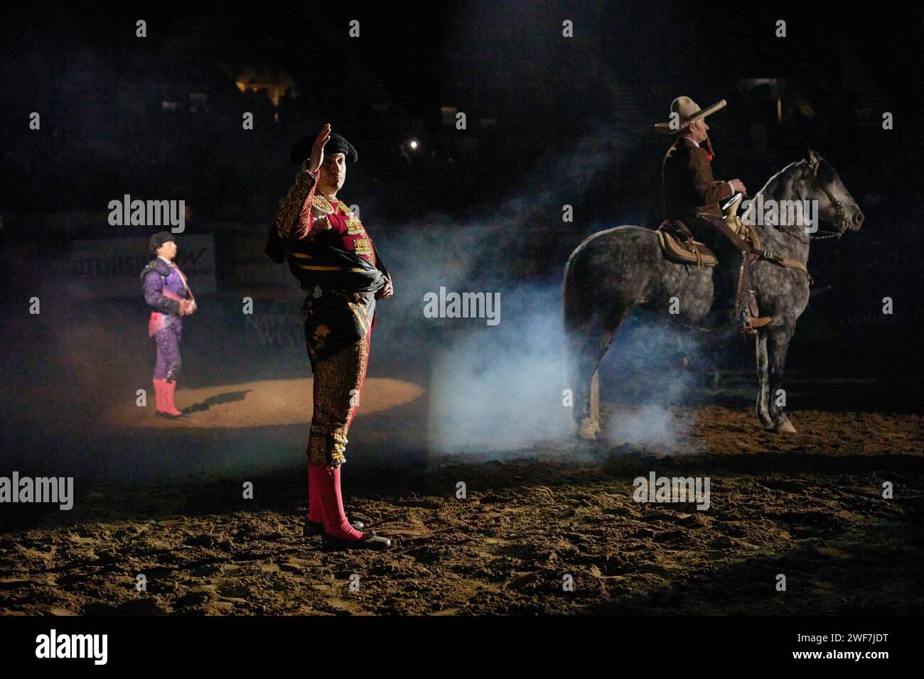 Matador being introduced at rodeo Stock Photo