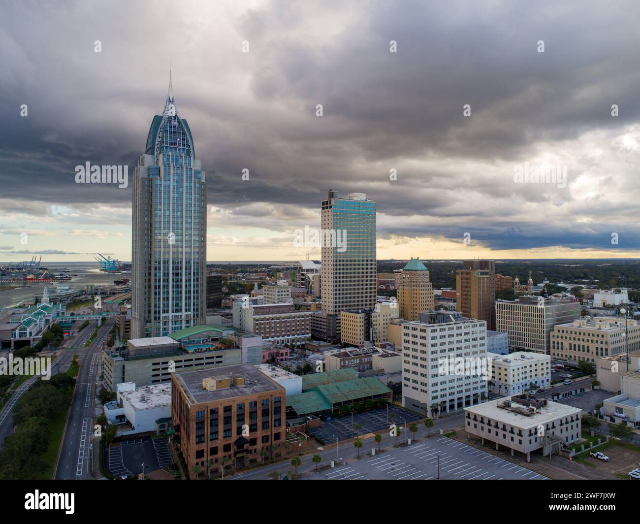 Drone photography of the downtown Mobile, AL waterfront Stock Photo Alamy