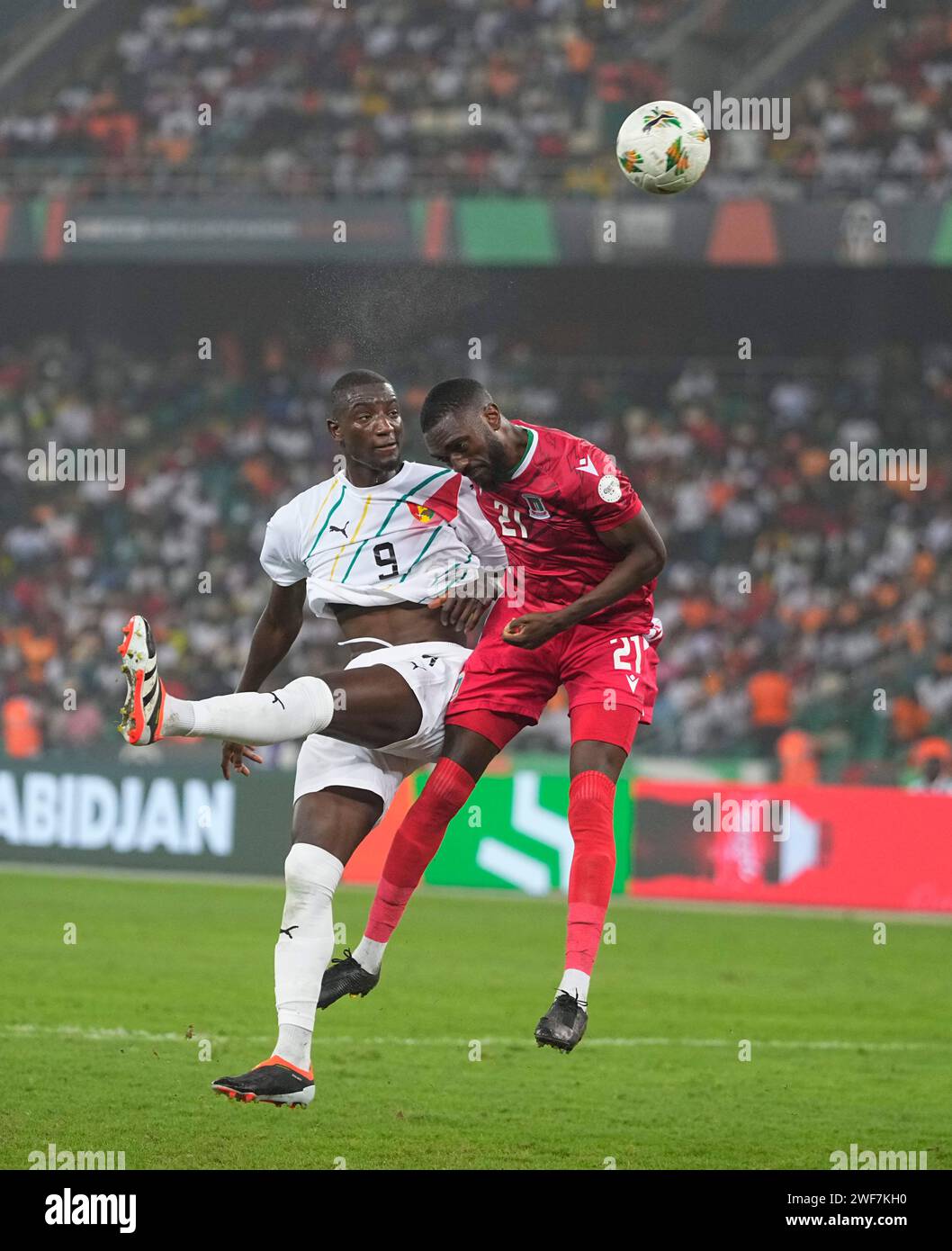 January 28 2024: Serhou Yadaly Guirassy (Guinea) heads during a African