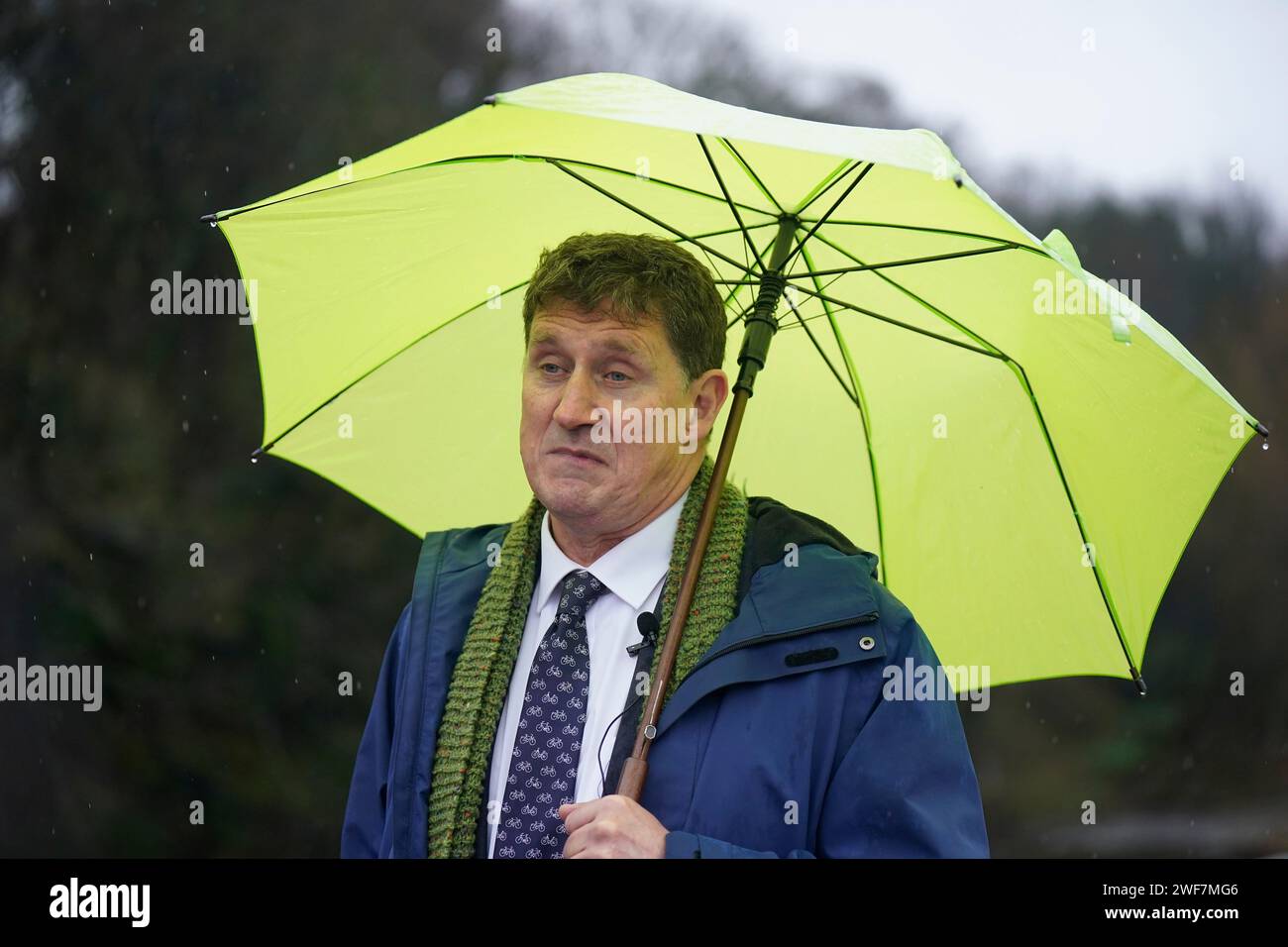Minister for Transport Eamon Ryan speaks to reporters at the official