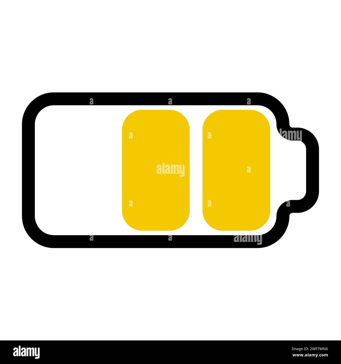 Gadget battery half charged two yellow bars battery charge scale Stock