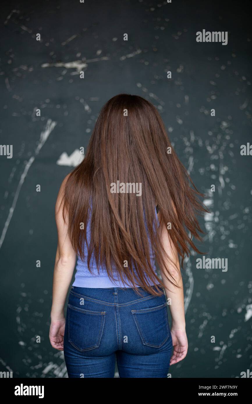 Rear view of woman with long hair Stock Photo - Alamy