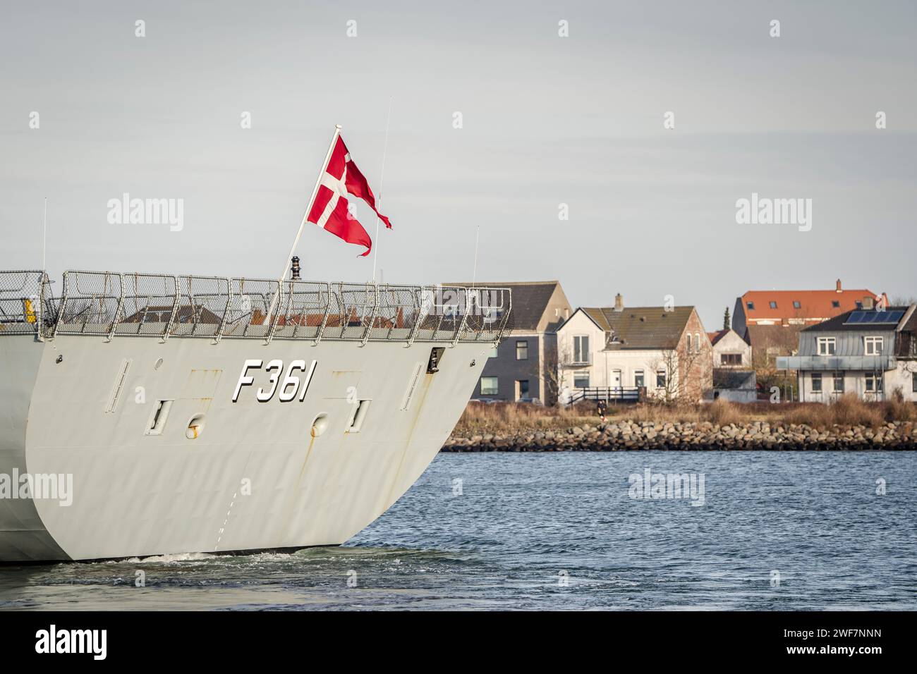 Korsoer, Denmark. 29th Jan, 2024. The Danish frigate Iver Huitfeldt takes off for the Gulf of Aden, from the Naval Station in Korsoer, Denmark, Monday February 29, 2024. The Danish frigate will contribute to strengthening maritime security in and around the Red Sea Credit: Ritzau/Alamy Live News Stock Photo