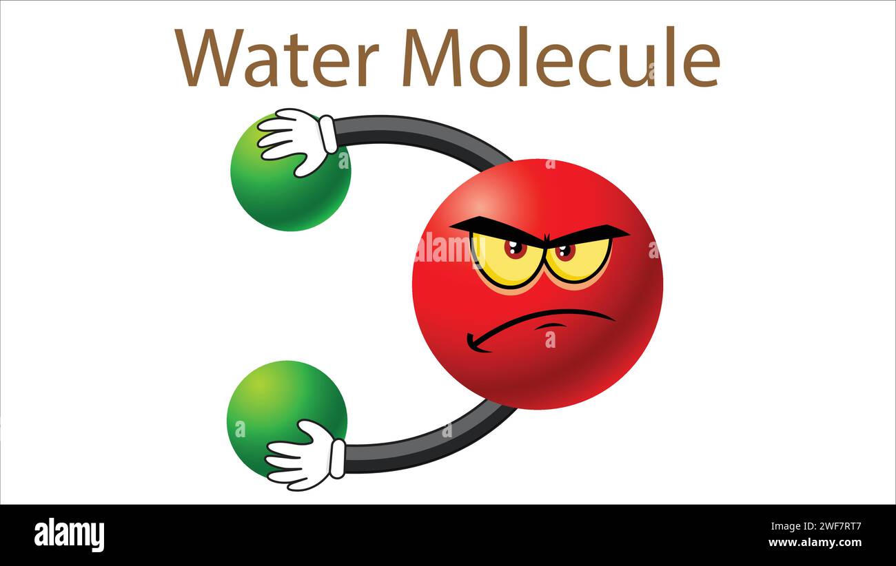 Animated Angry Water Molecule Stock Vector